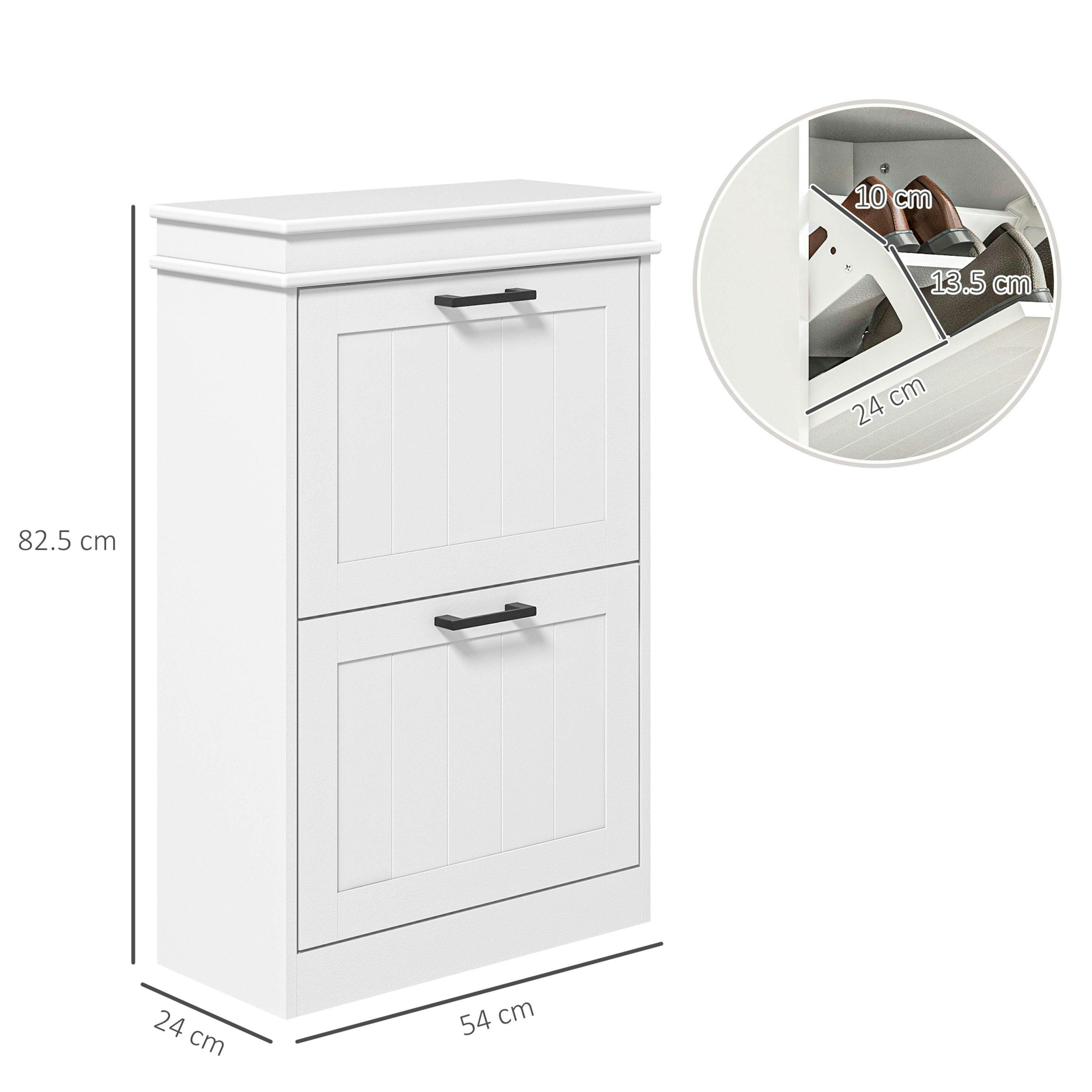 HOMCOM Shoe Storage Cabinet with Adjustable Shelves Drawers for Entryway , view 3 of 5