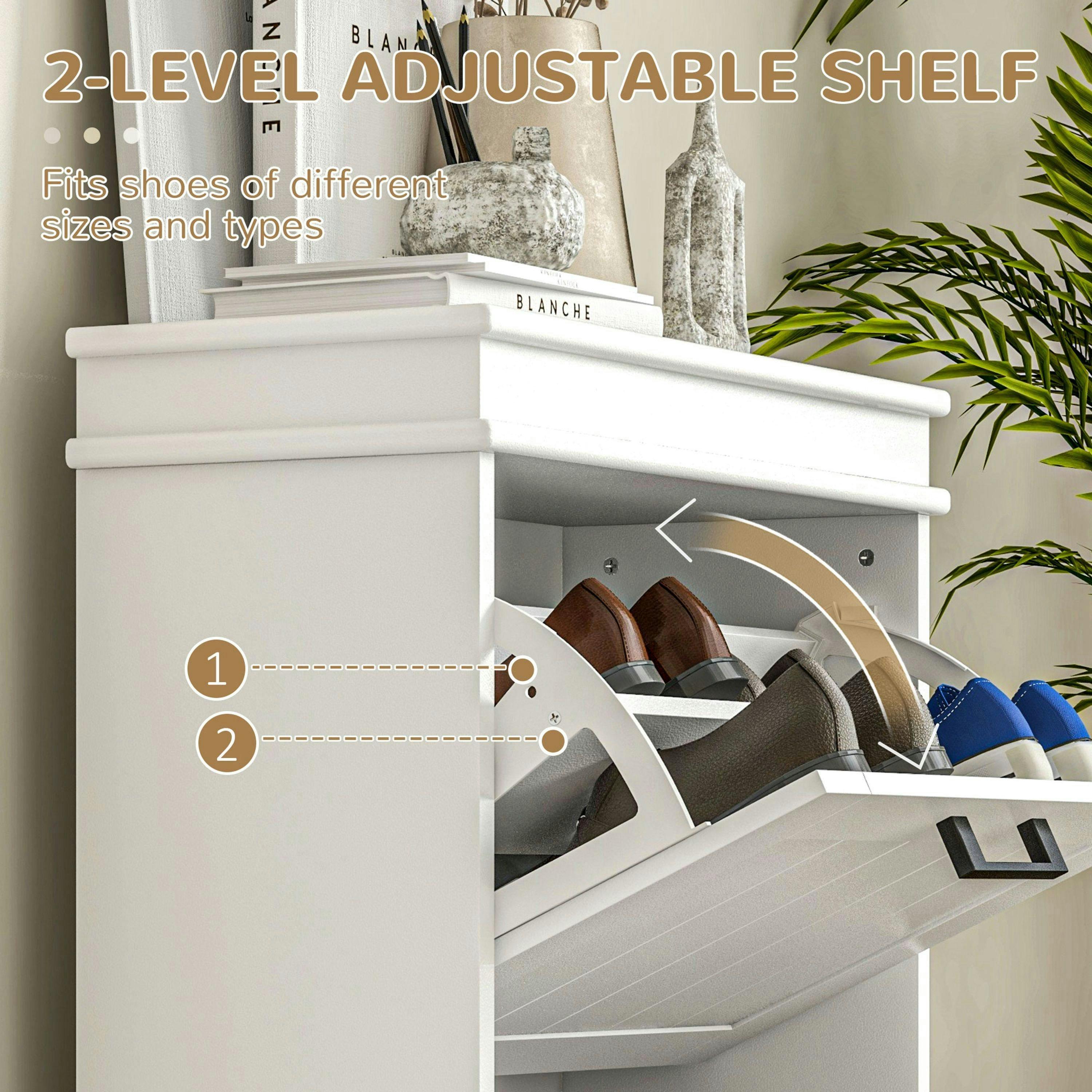 HOMCOM Shoe Storage Cabinet with Adjustable Shelves Drawers for Entryway , view 5 of 5