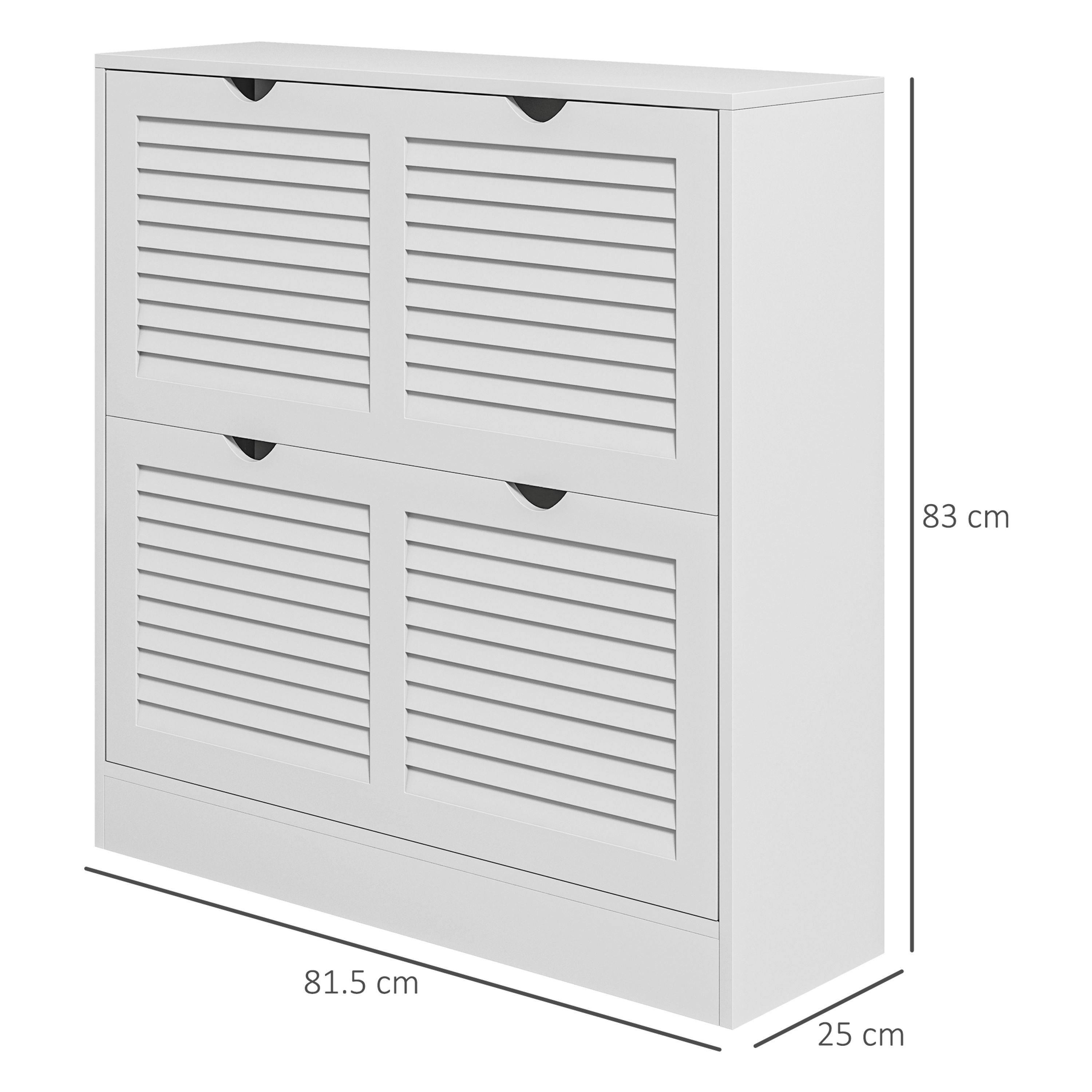 HOMCOM Slim Shoe Storage Cabinet with 2 Flip Drawers for Entryway, White , view 3 of 5