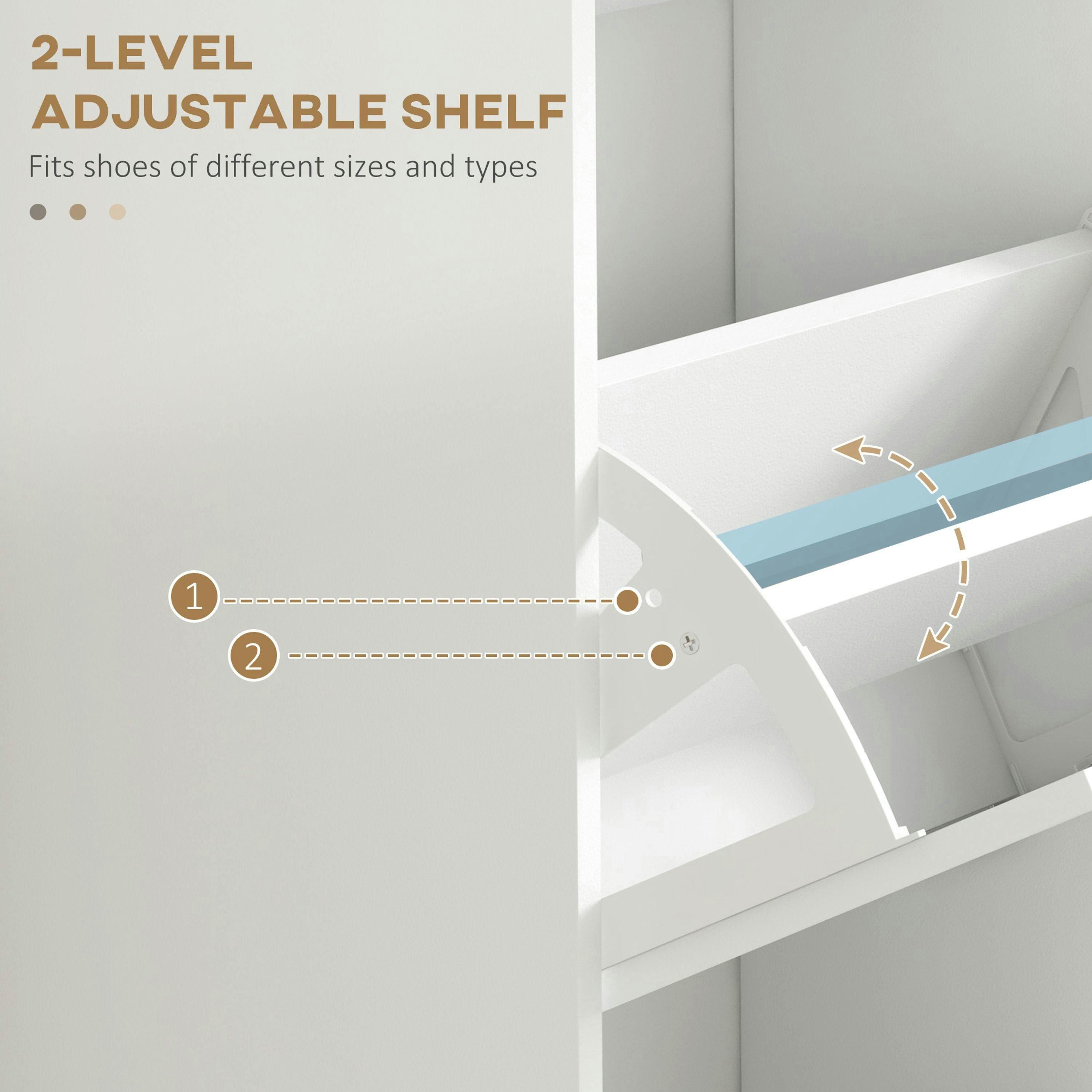 HOMCOM Slim Shoe Storage Cabinet with 3 Flip Drawers for Entryway, White , view 5 of 5