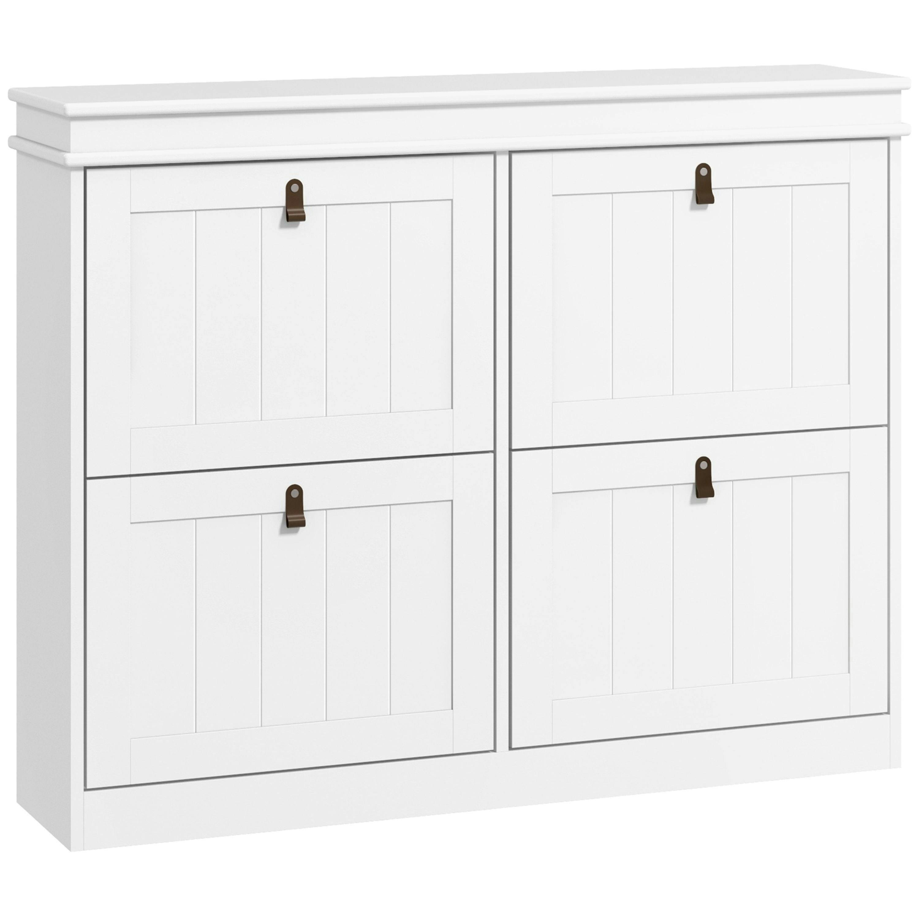 HOMCOM Slim Shoe Cabinet with Adjustable Shelves for Hallway, White , view 2 of 5