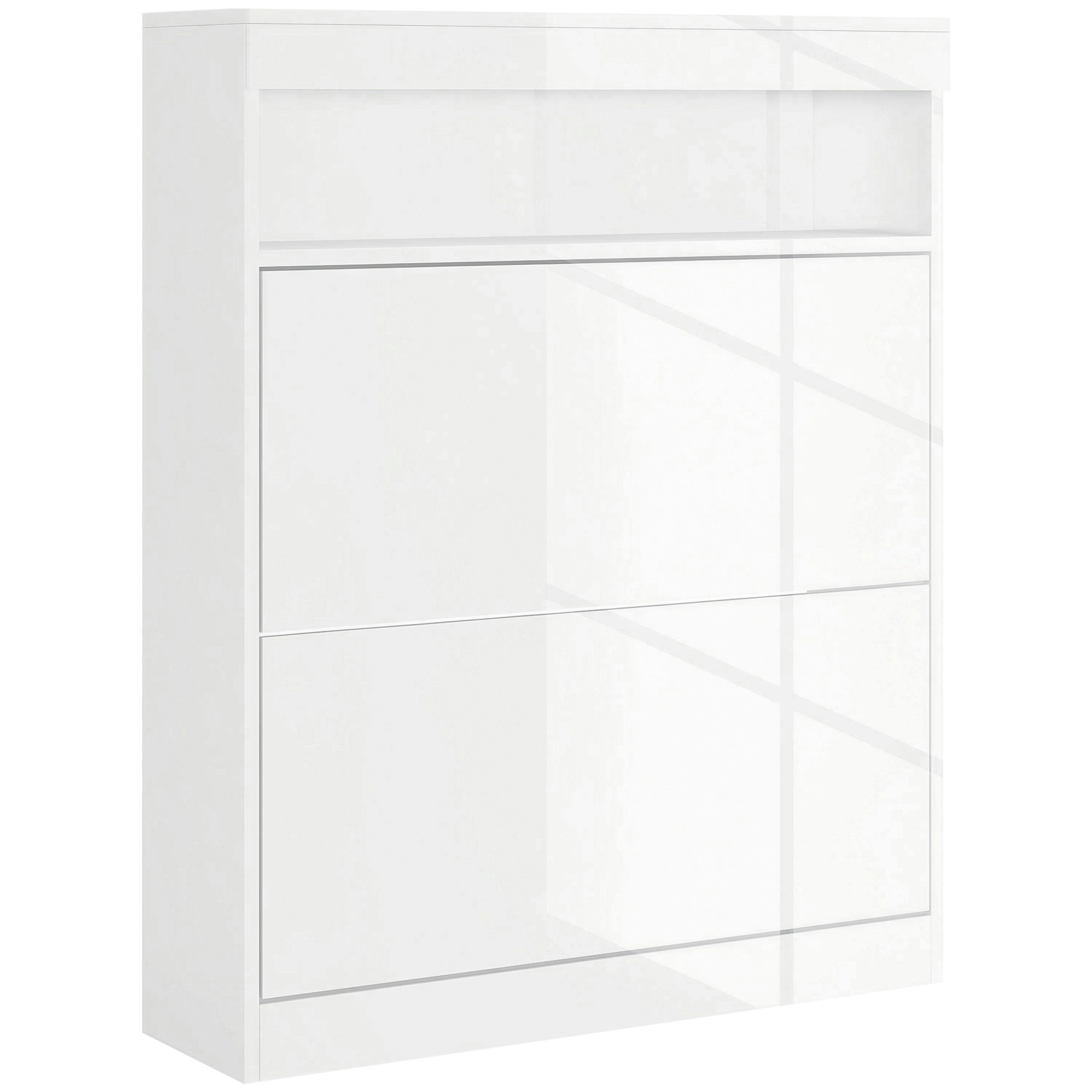 HOMCOM Wall Mounted or Freestanding Shoe Cabinet with 2 Flip Drawers , view 2 of 5