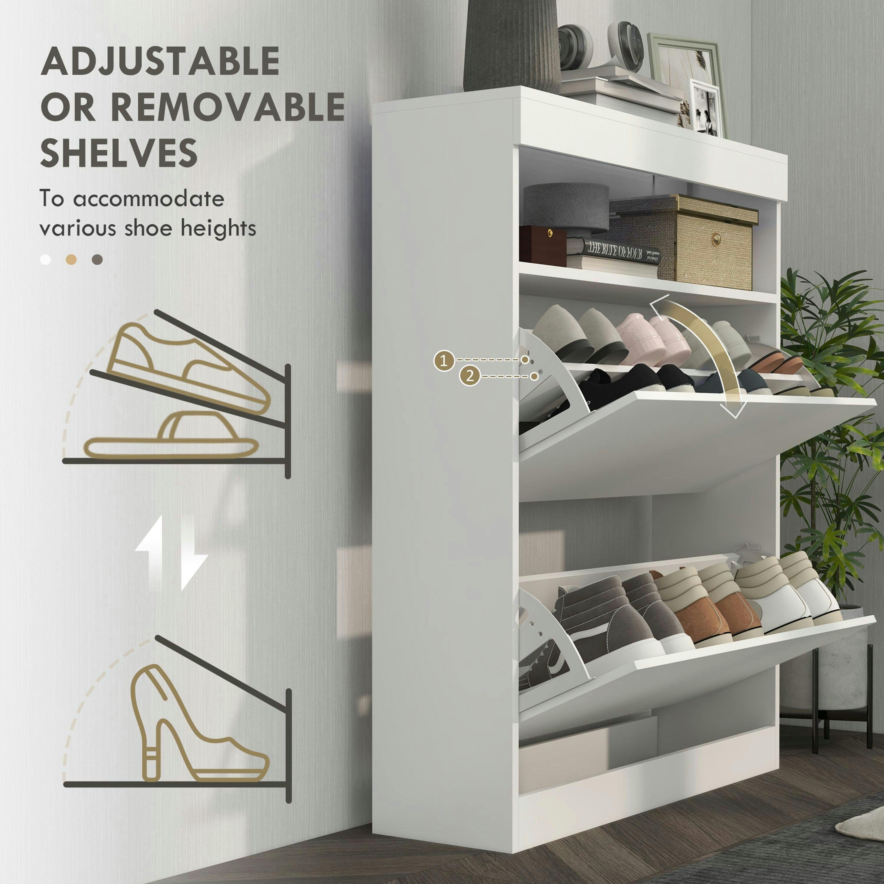 HOMCOM Wall Mounted or Freestanding Shoe Cabinet with 2 Flip Drawers , view 5 of 5