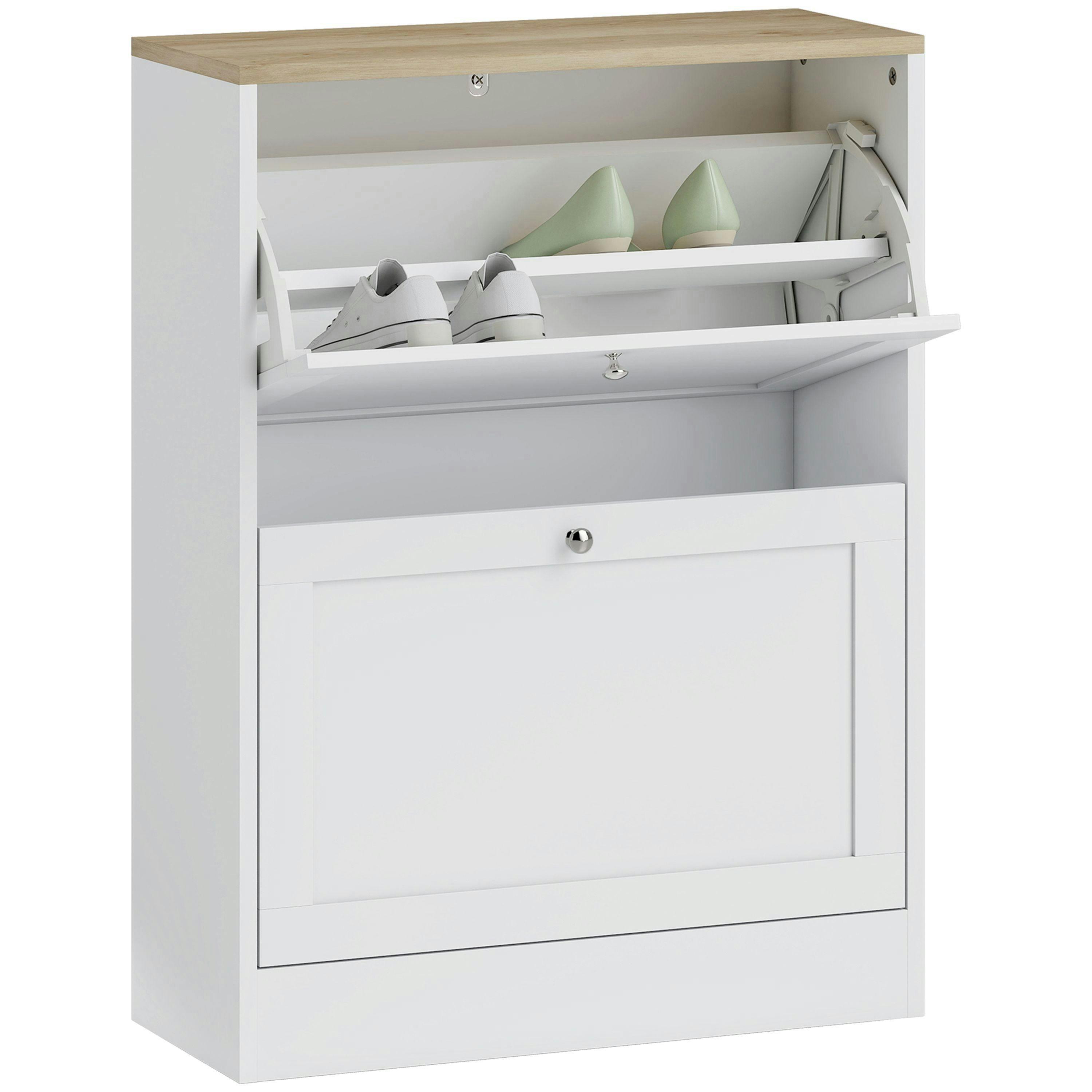 HOMCOM Slim Shoe Storage Cabinet with Flip Drawers for Entryway, Hallway , view 2 of 5