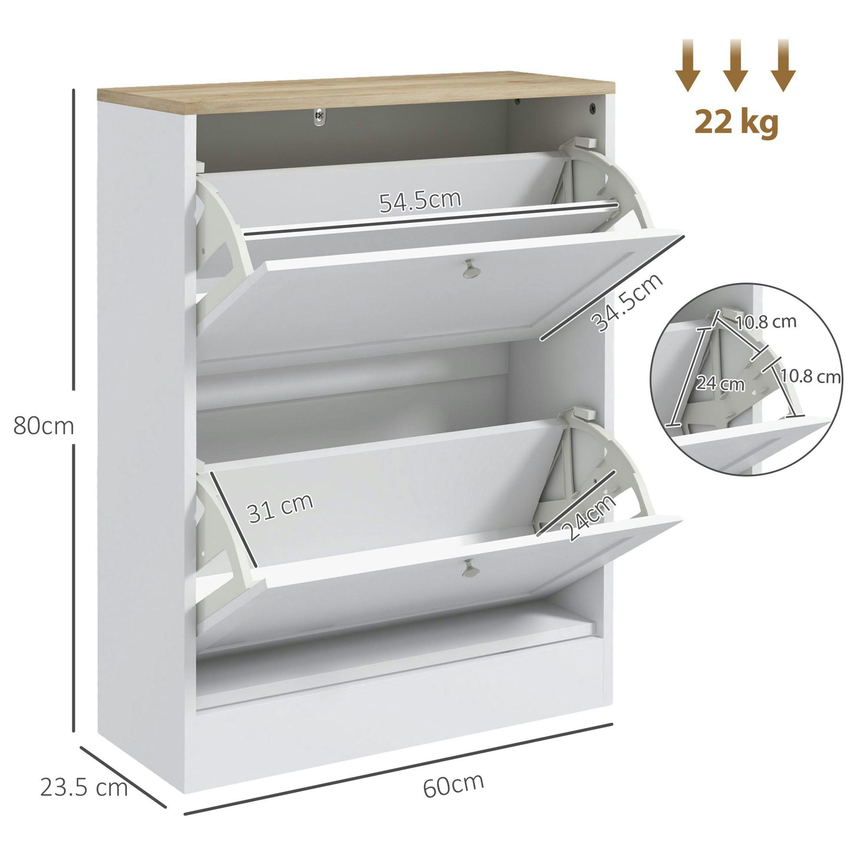 HOMCOM Slim Shoe Storage Cabinet with Flip Drawers for Entryway, Hallway , view 3 of 5