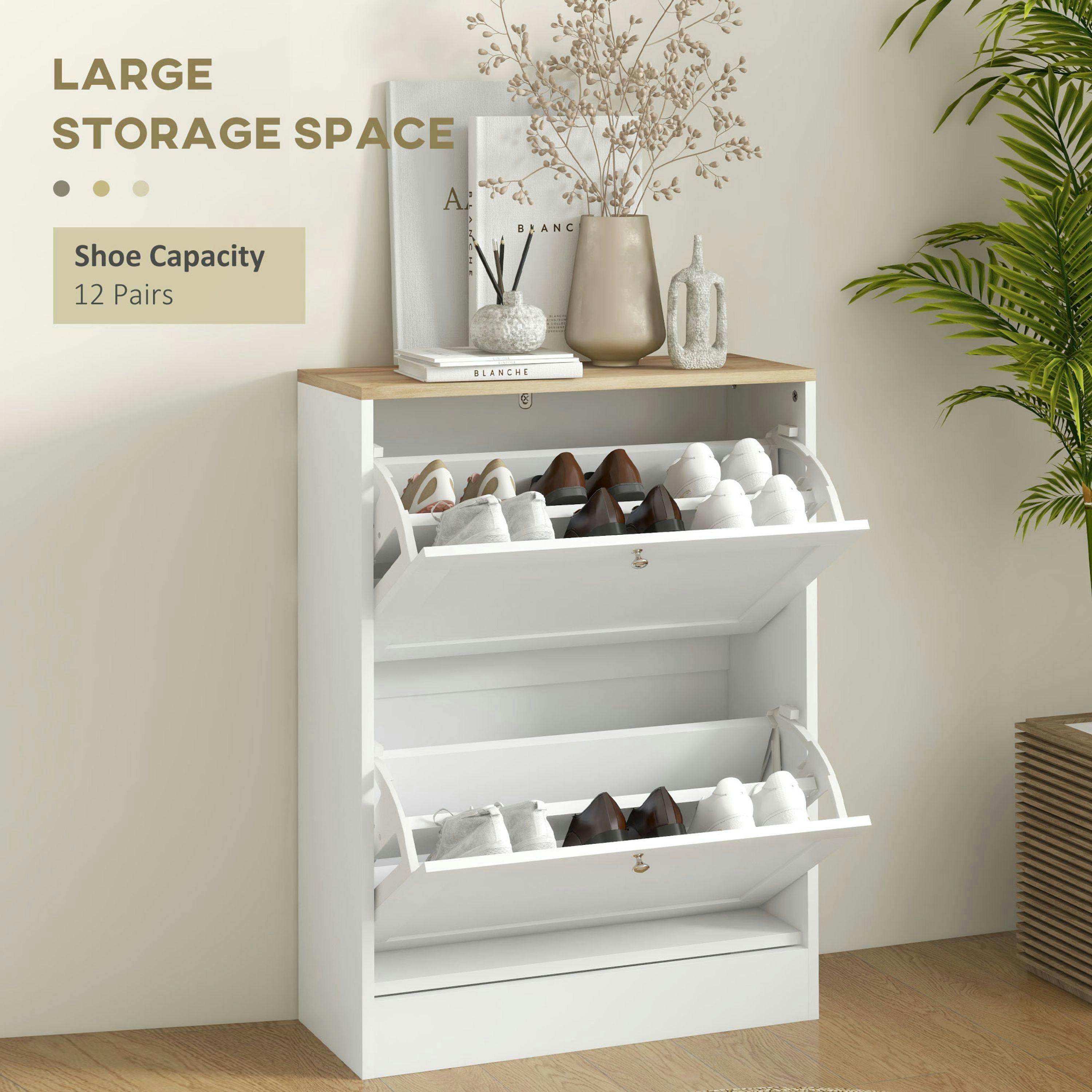 HOMCOM Slim Shoe Storage Cabinet with Flip Drawers for Entryway, Hallway , view 4 of 5
