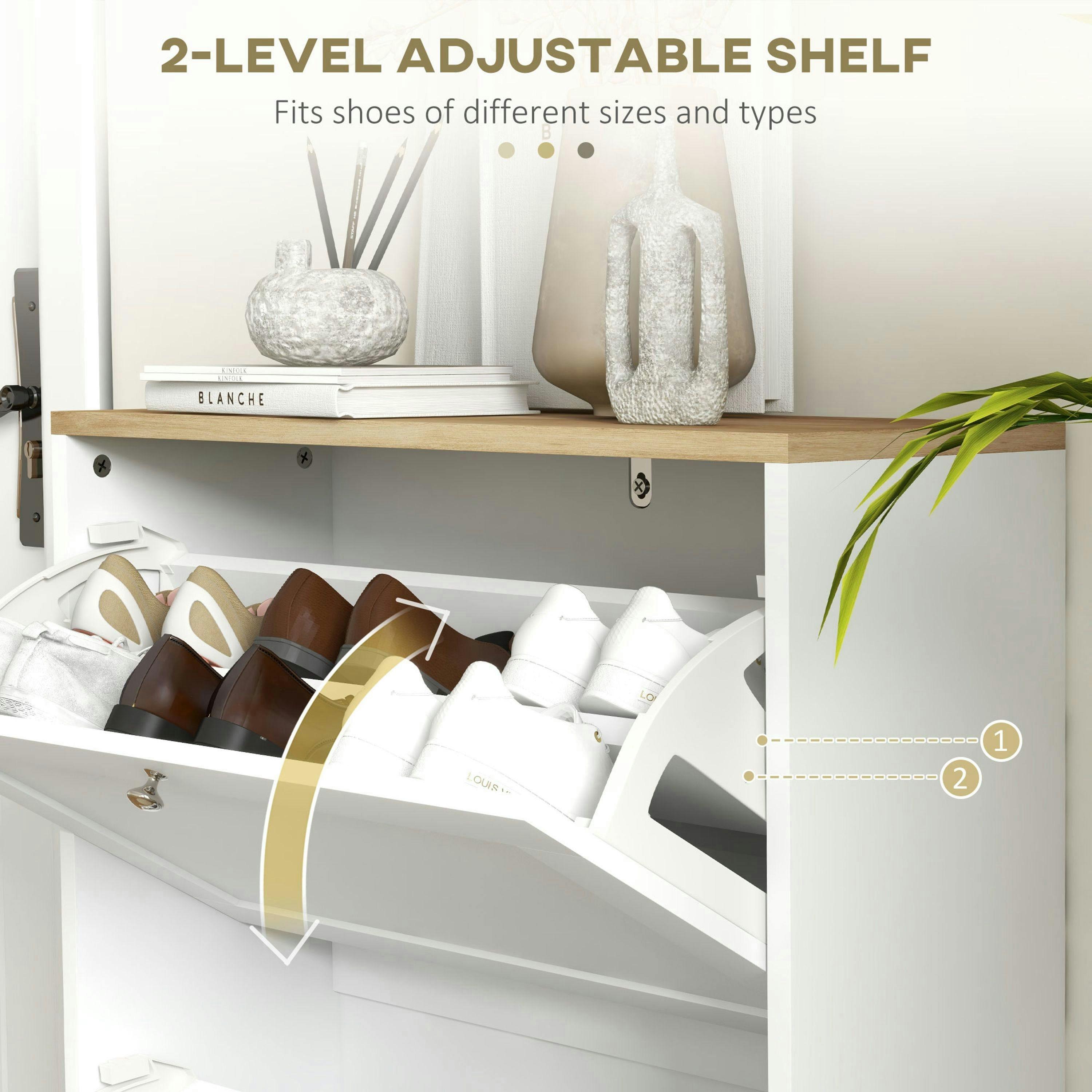 HOMCOM Slim Shoe Storage Cabinet with Flip Drawers for Entryway, Hallway , view 5 of 5