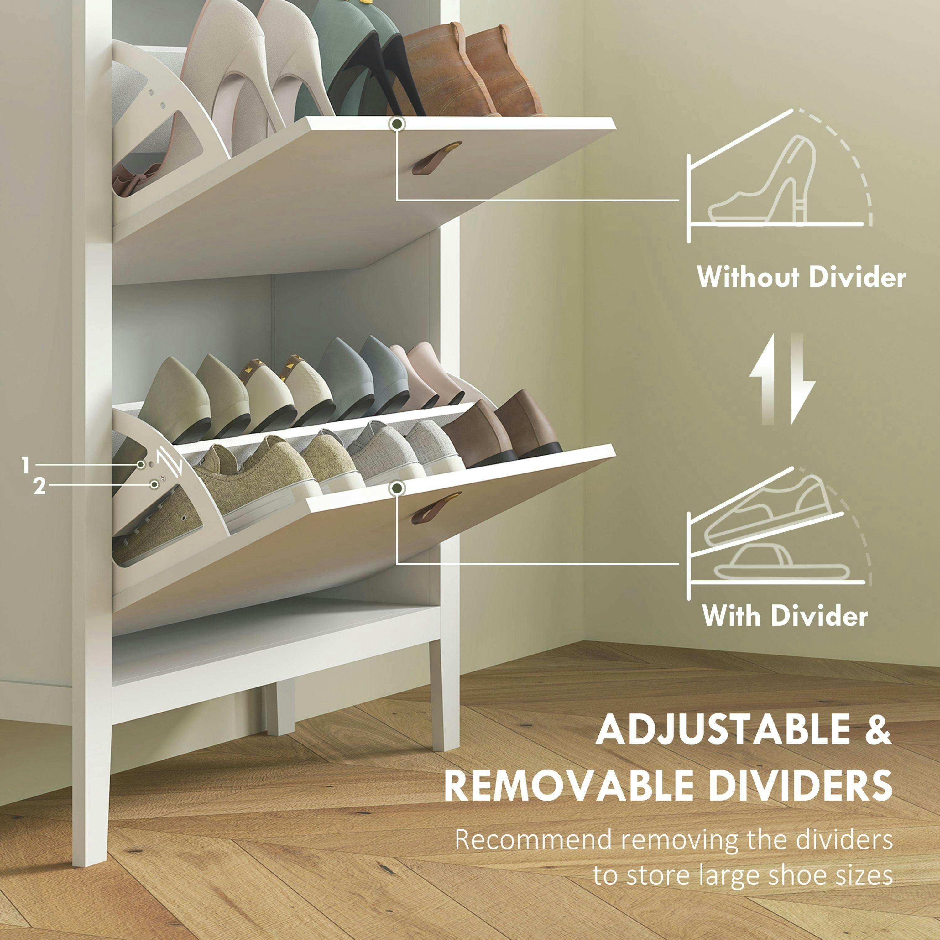 HOMCOM 2 Drawer Shoe Cabinet with Flip Doors for Hallway, Entryway , view 5 of 5