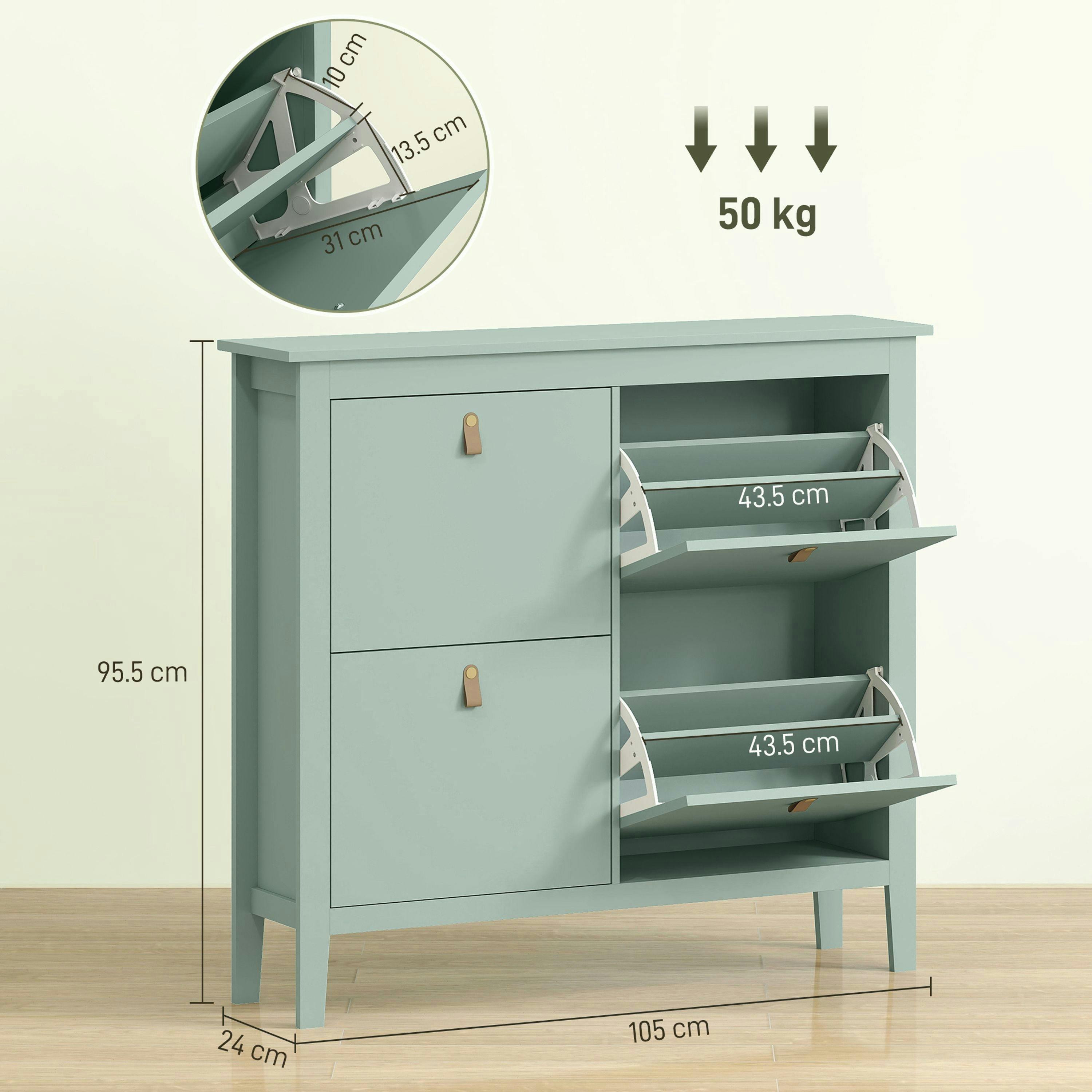 HOMCOM 3 Drawer Shoe Cabinet with Flip Doors for Hallway, Entryway , view 3 of 5