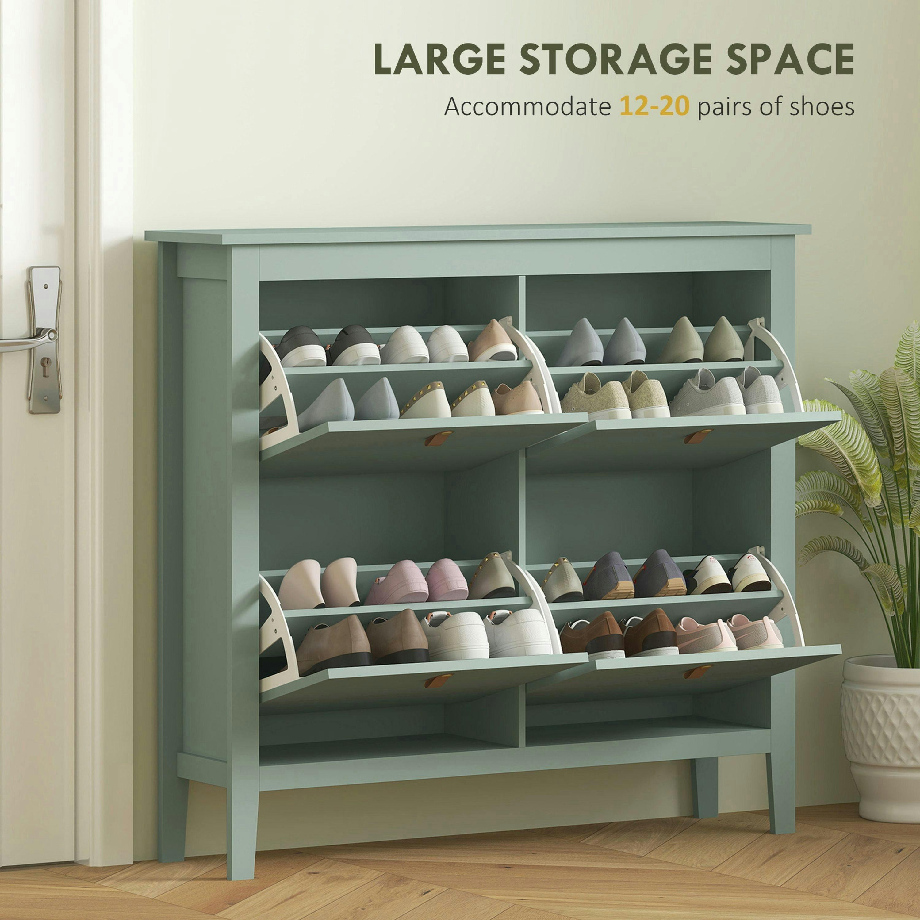 HOMCOM 3 Drawer Shoe Cabinet with Flip Doors for Hallway, Entryway , view 4 of 5