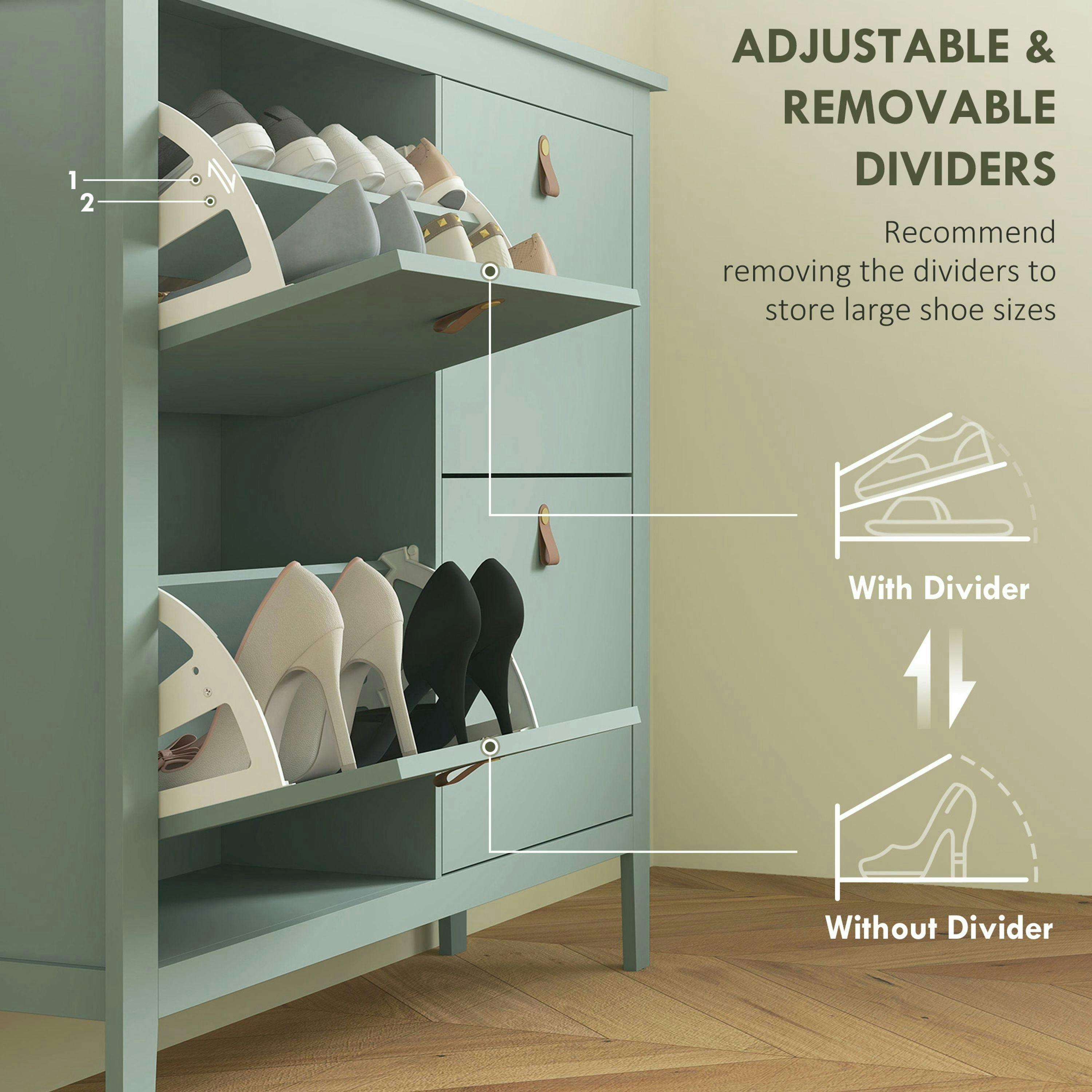 HOMCOM 3 Drawer Shoe Cabinet with Flip Doors for Hallway, Entryway , view 5 of 5