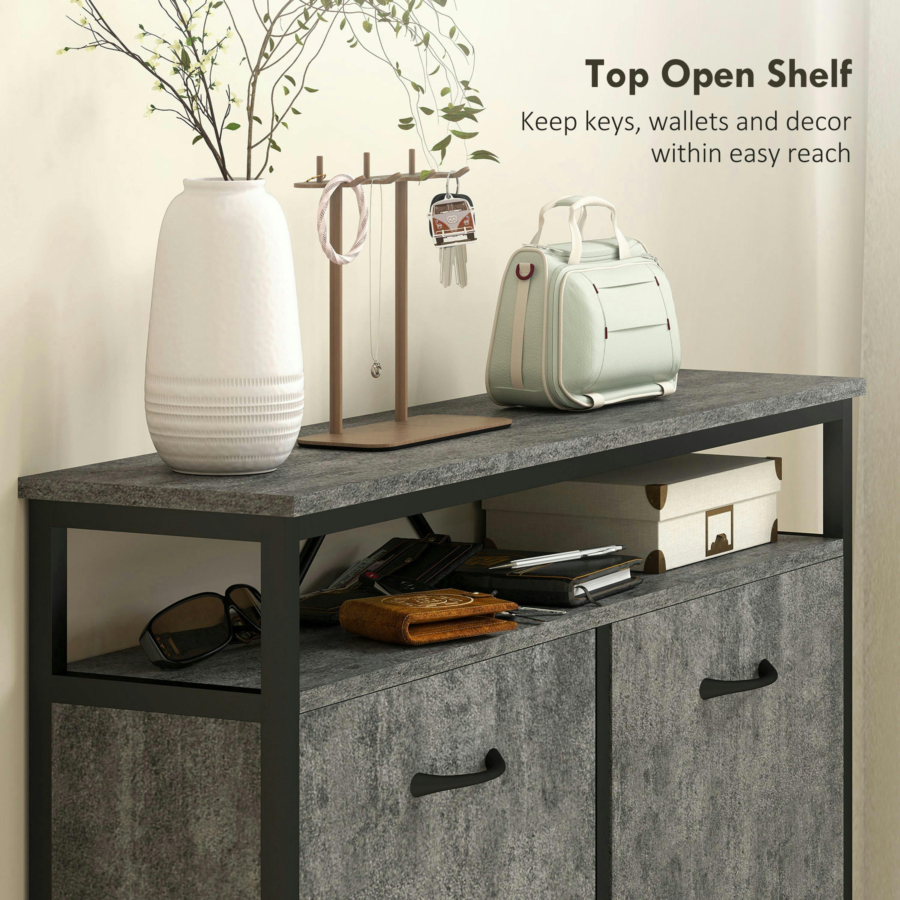HOMCOM Shoe Cabinet with 4 Flip Drawers, Holds 12-20 Pairs, Cement Grey , view 5 of 5