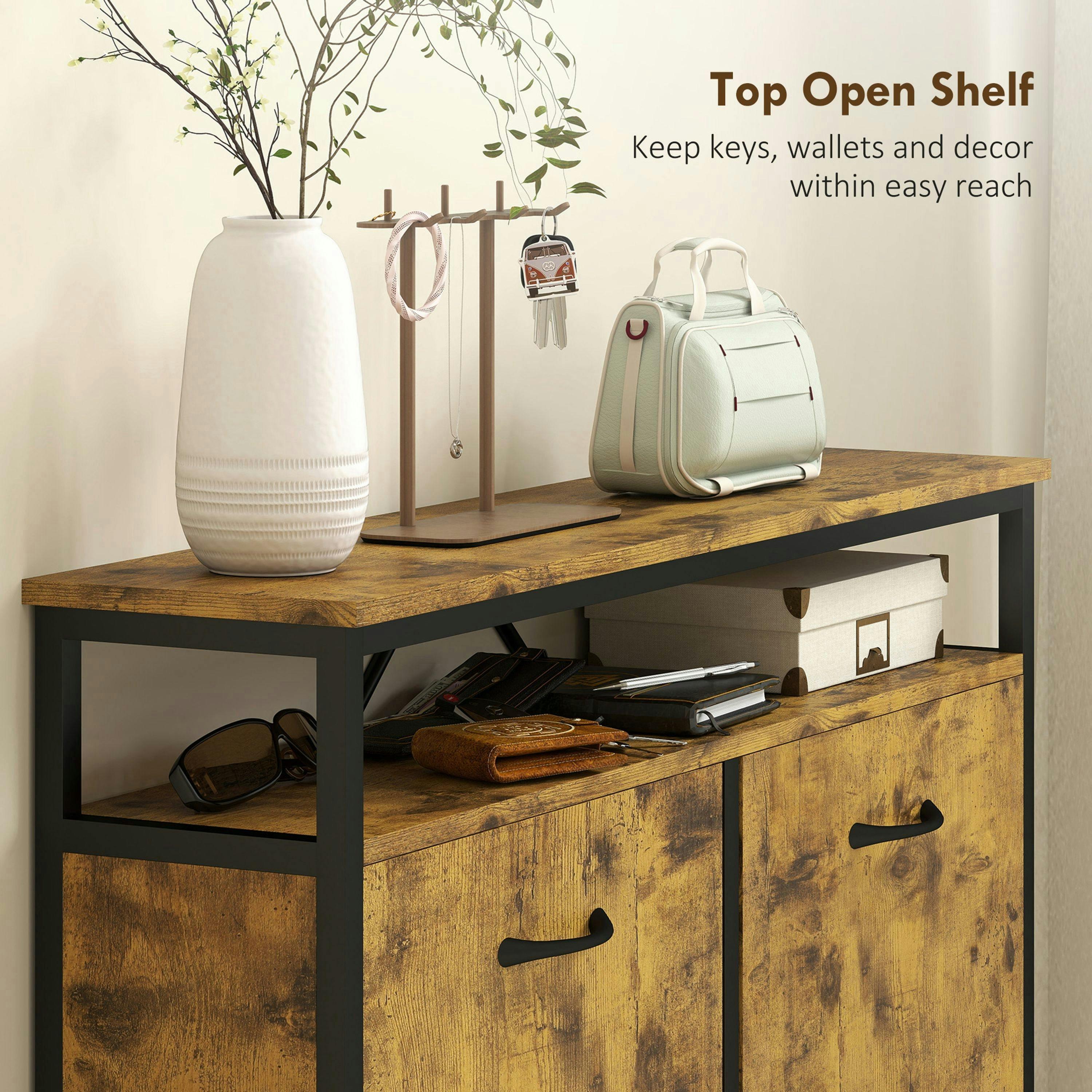 HOMCOM Shoe Cabinet with 4 Flip Drawers, Holds 12-20 Pairs, Rustic Brown , view 5 of 5