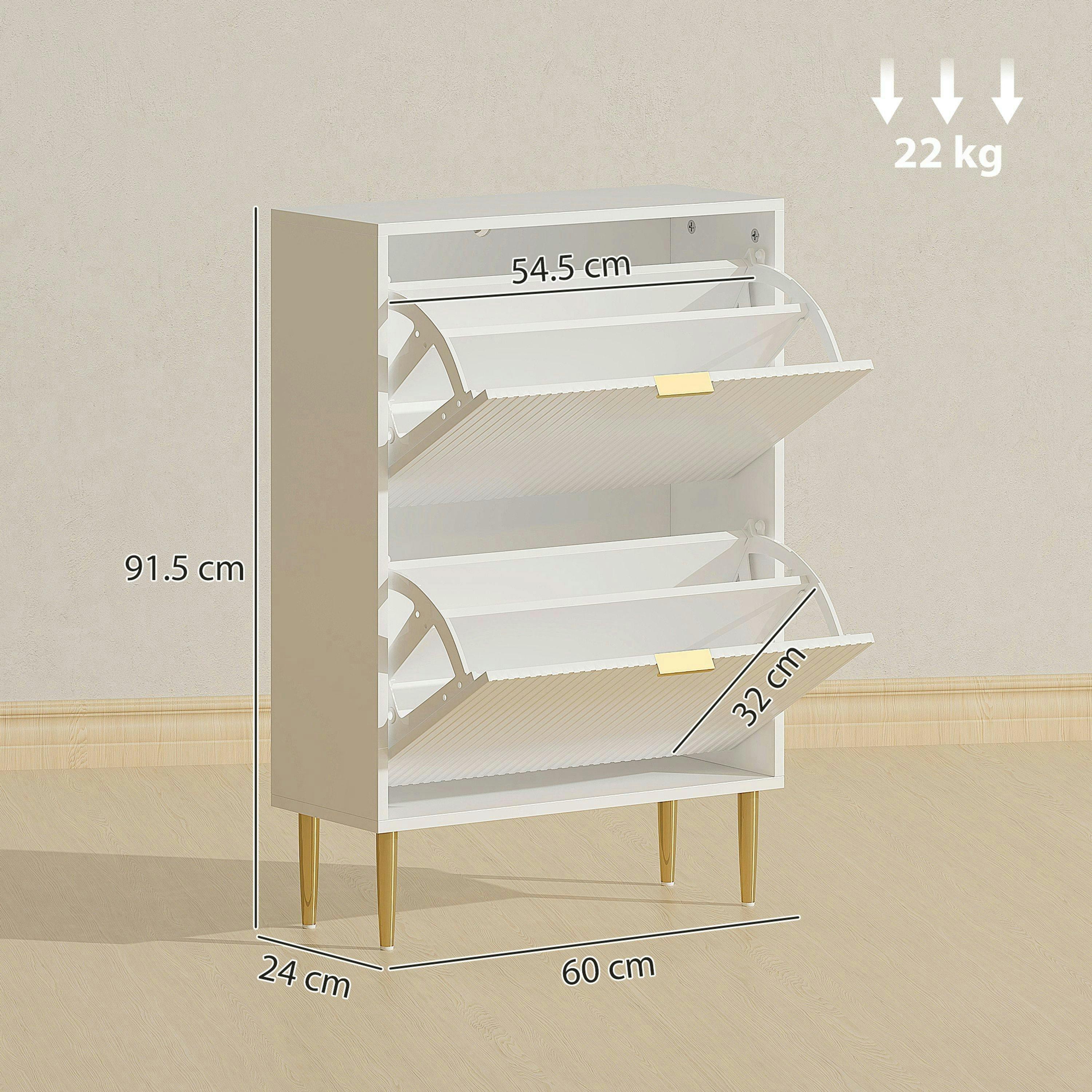 HOMCOM Slim Shoe Storage Cabinet with 2 Flip Drawers for Hallway , view 3 of 5