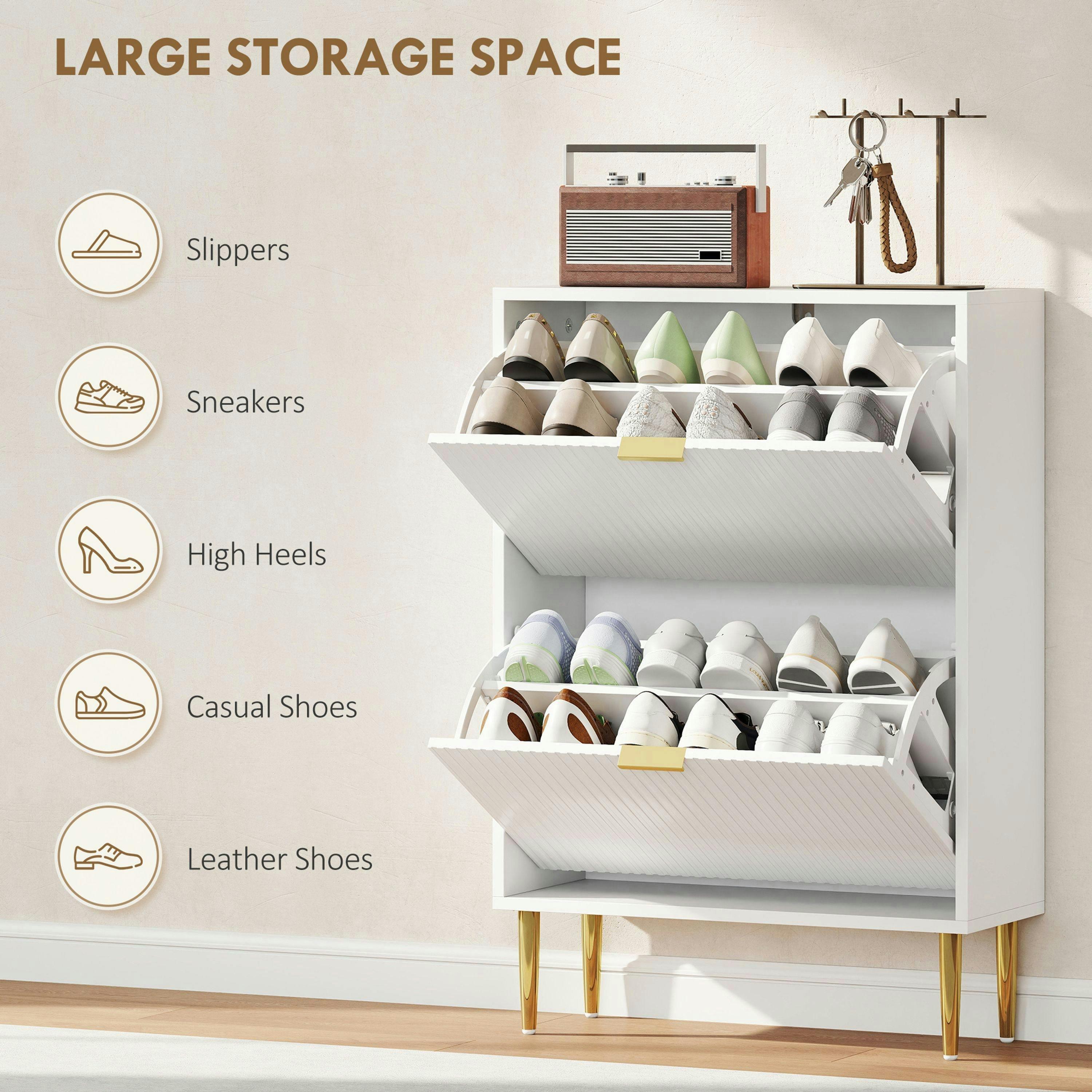 HOMCOM Slim Shoe Storage Cabinet with 2 Flip Drawers for Hallway , view 5 of 5