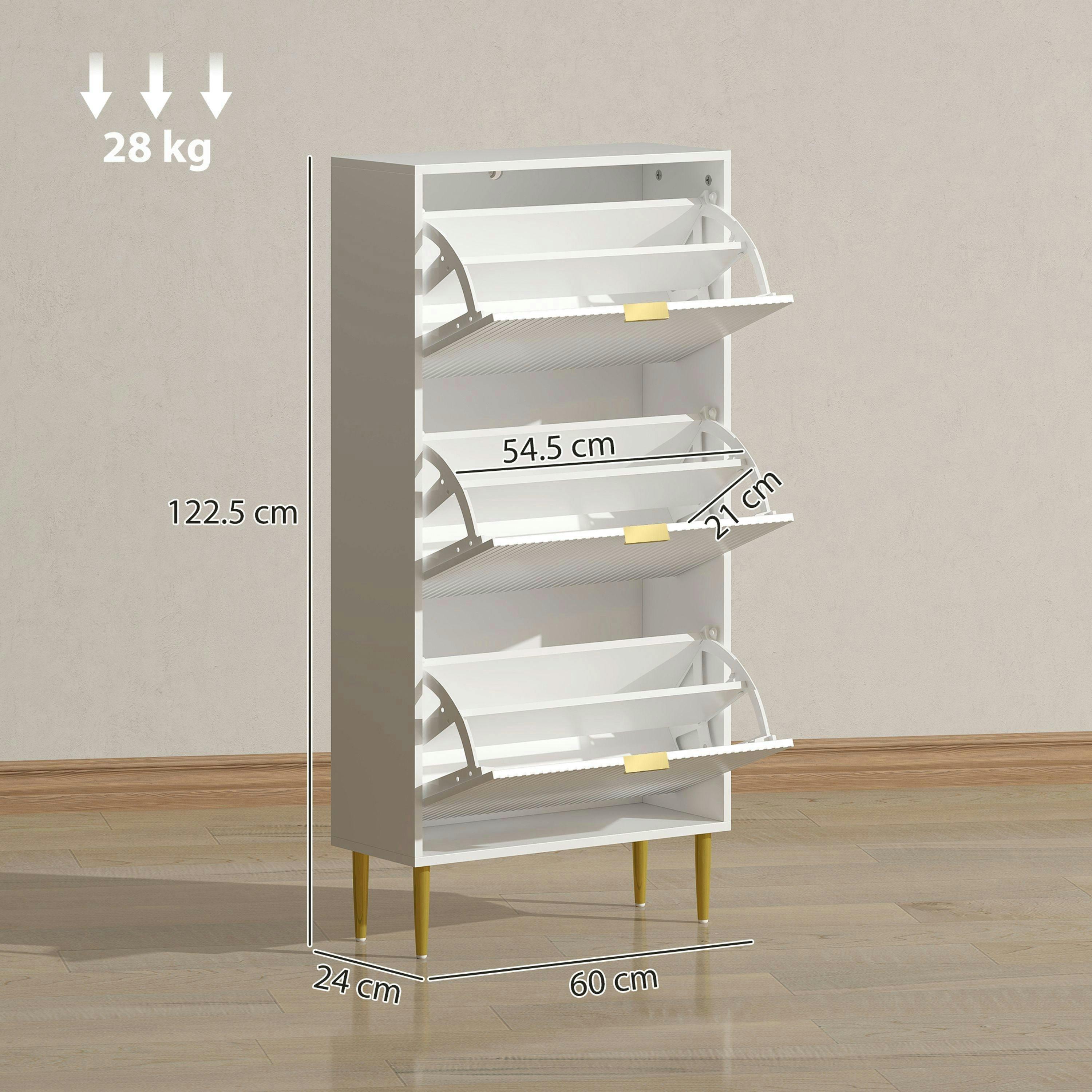 HOMCOM Slim Shoe Storage Cabinet with 3 Flip Drawers for Hallway , view 3 of 5