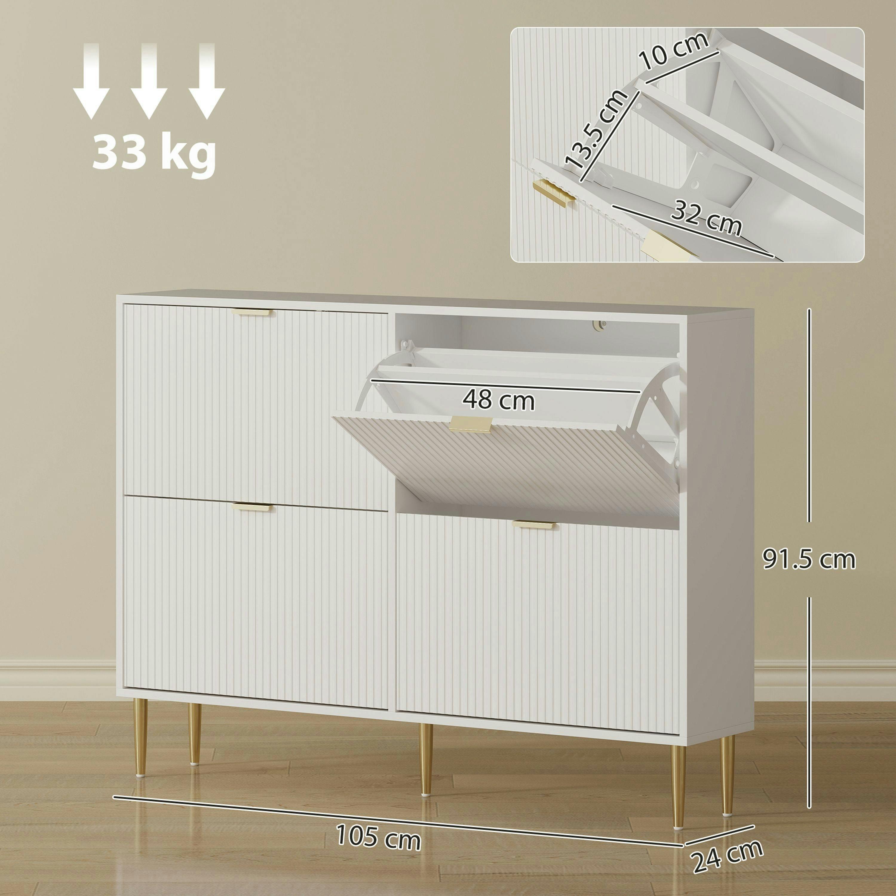 HOMCOM Slim Shoe Storage Cabinet with 4 Flip Drawers for Hallway , view 3 of 5