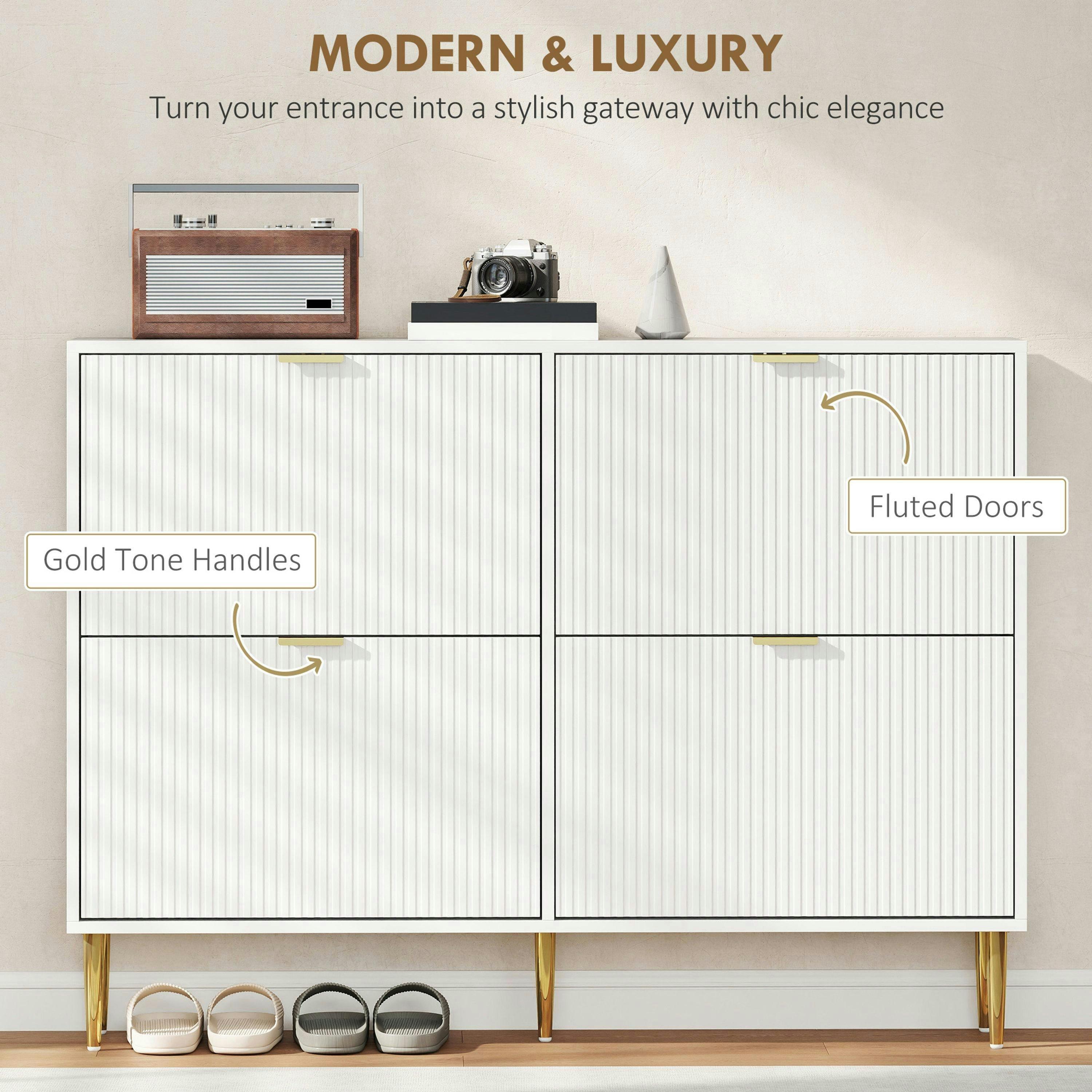 HOMCOM Slim Shoe Storage Cabinet with 4 Flip Drawers for Hallway , view 4 of 5