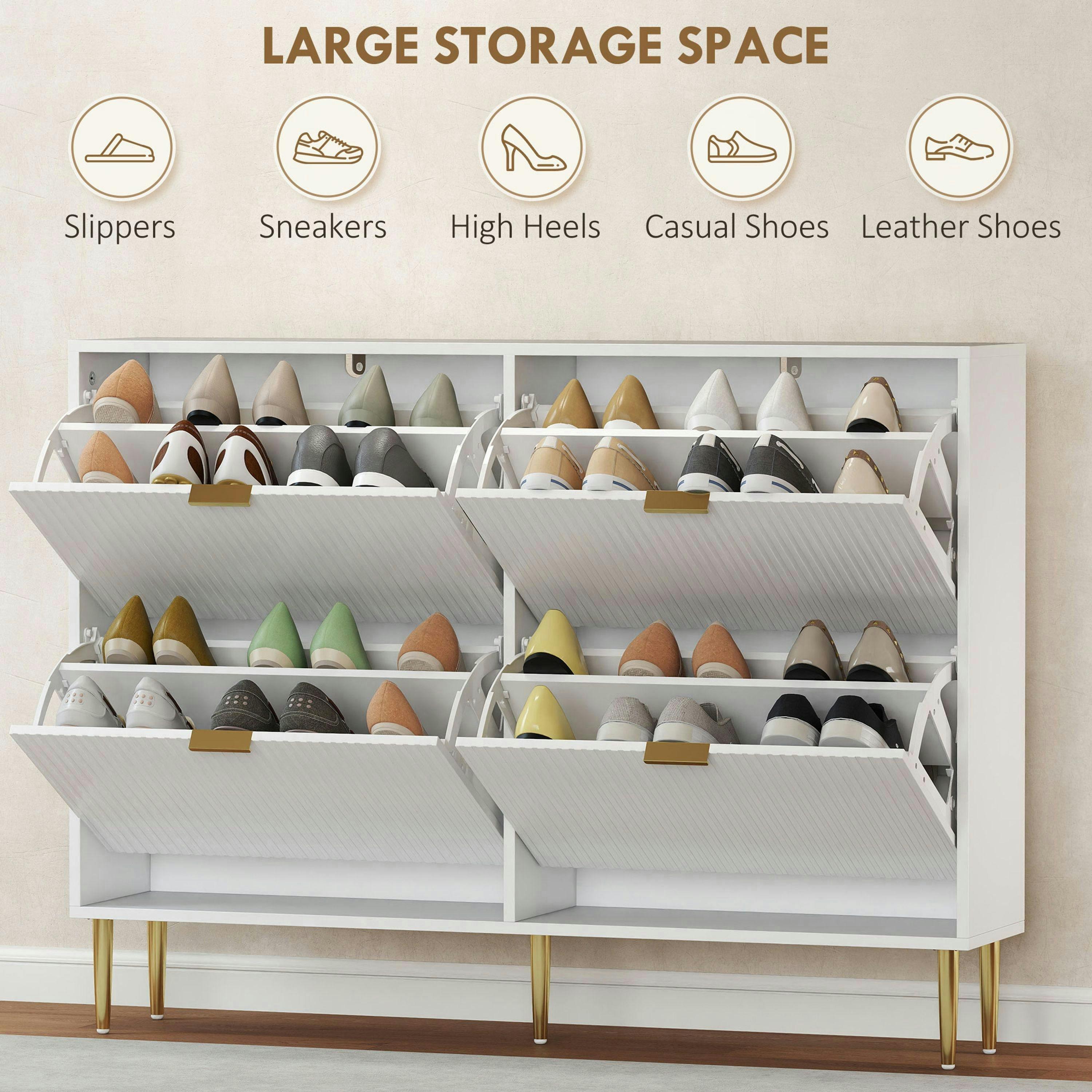 HOMCOM Slim Shoe Storage Cabinet with 4 Flip Drawers for Hallway , view 5 of 5