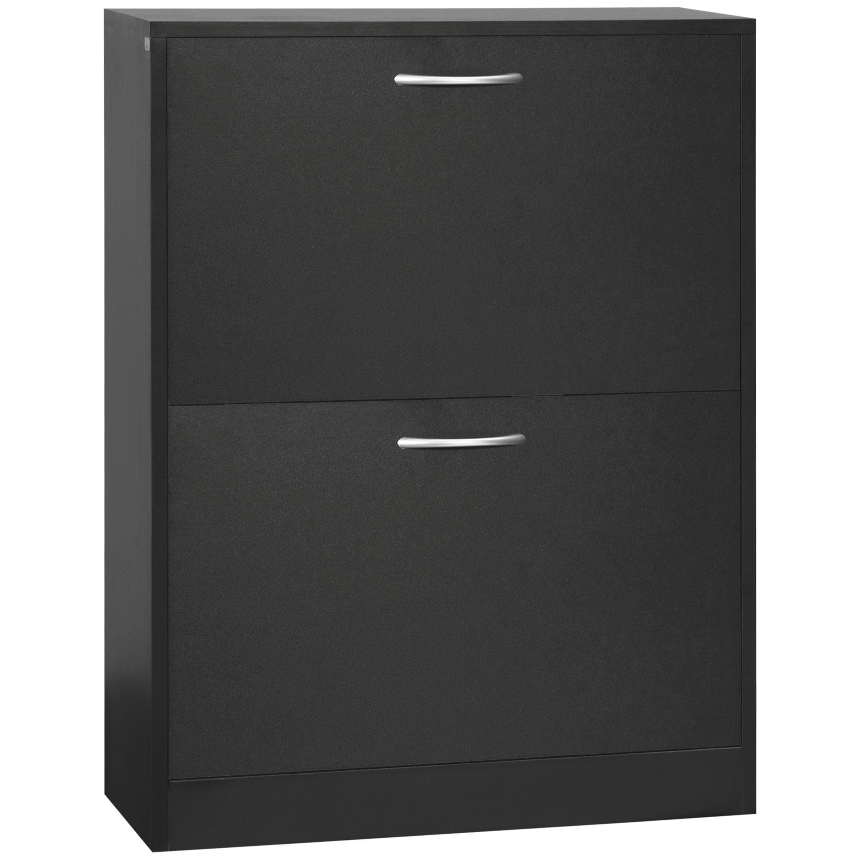 HOMCOM Two Drawer Shoe Storage Cabinet Footwear Stand Organiser for 12 Pairs , view 2 of 5