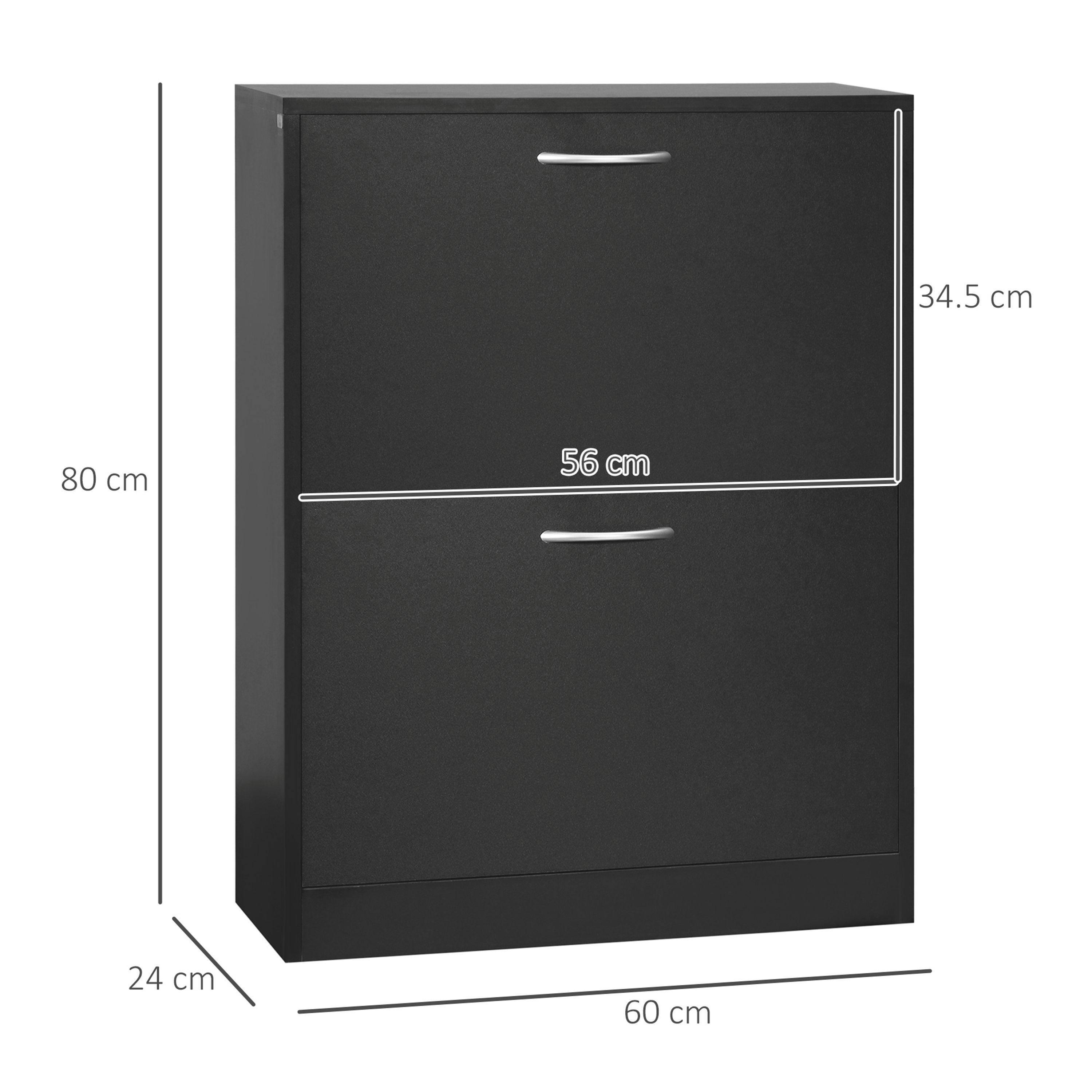 HOMCOM Two Drawer Shoe Storage Cabinet Footwear Stand Organiser for 12 Pairs , view 3 of 5