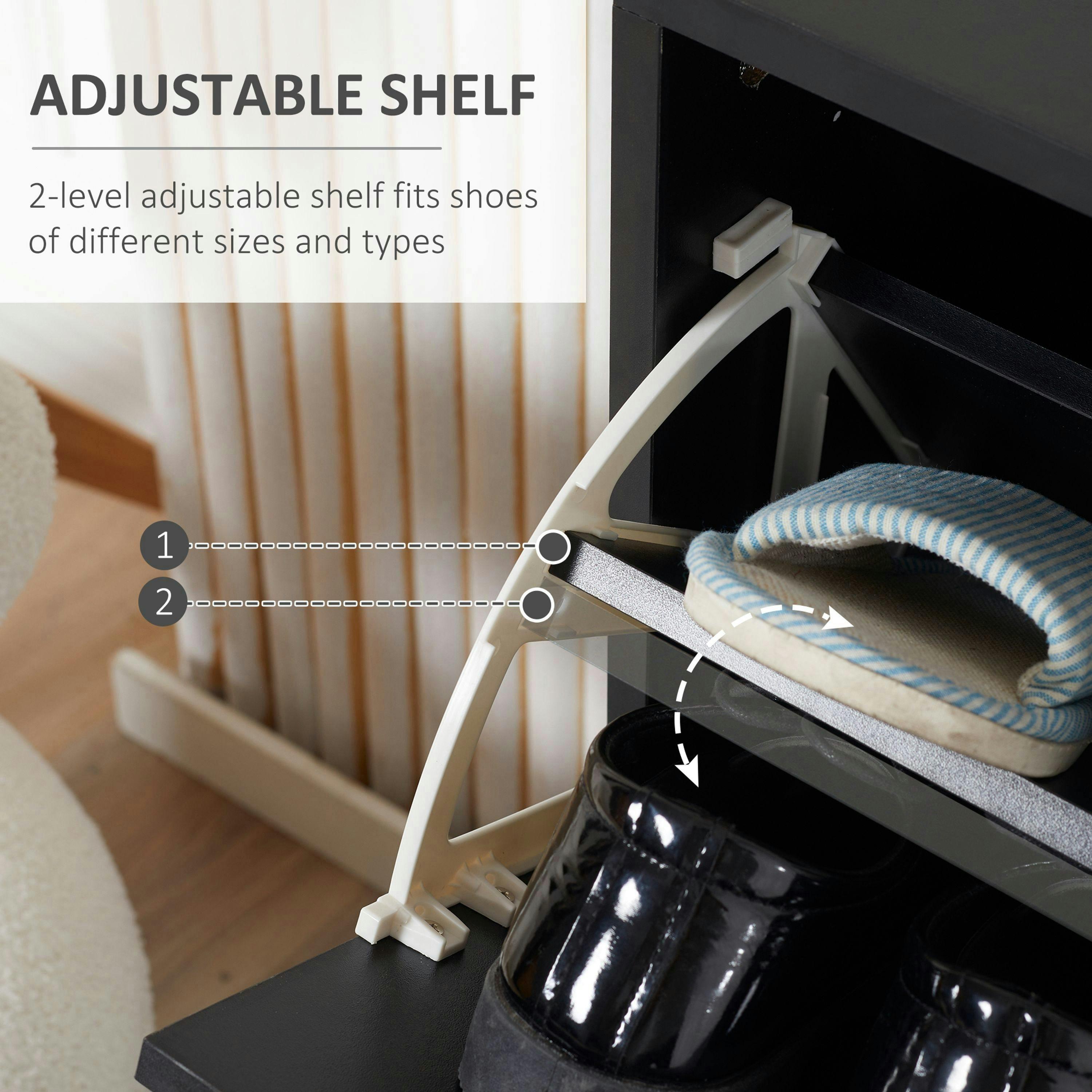HOMCOM Two Drawer Shoe Storage Cabinet Footwear Stand Organiser for 12 Pairs , view 5 of 5