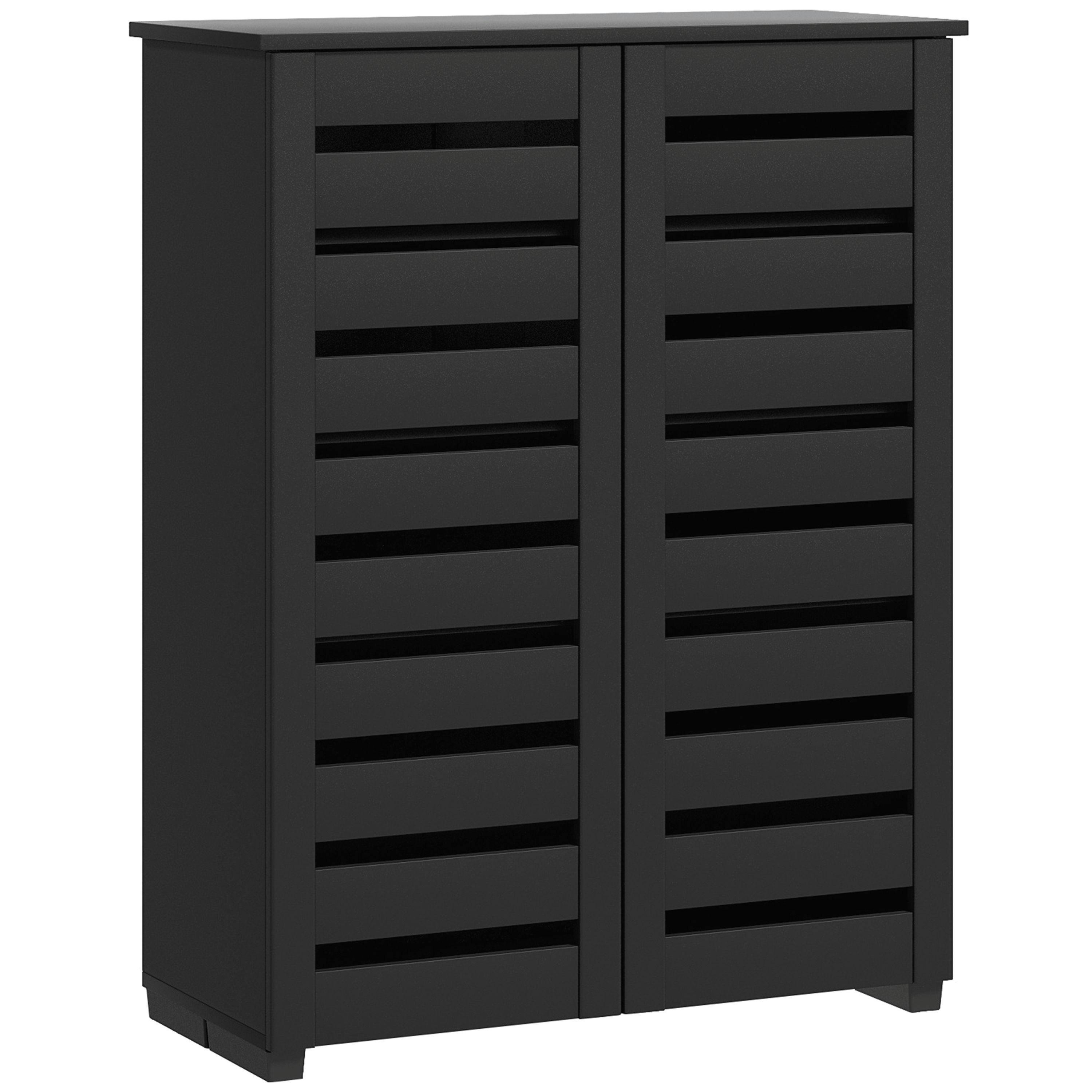 HOMCOM Shoe Storage Cabinet with Slatted Doors for 15 Pairs of Shoes , view 2 of 5