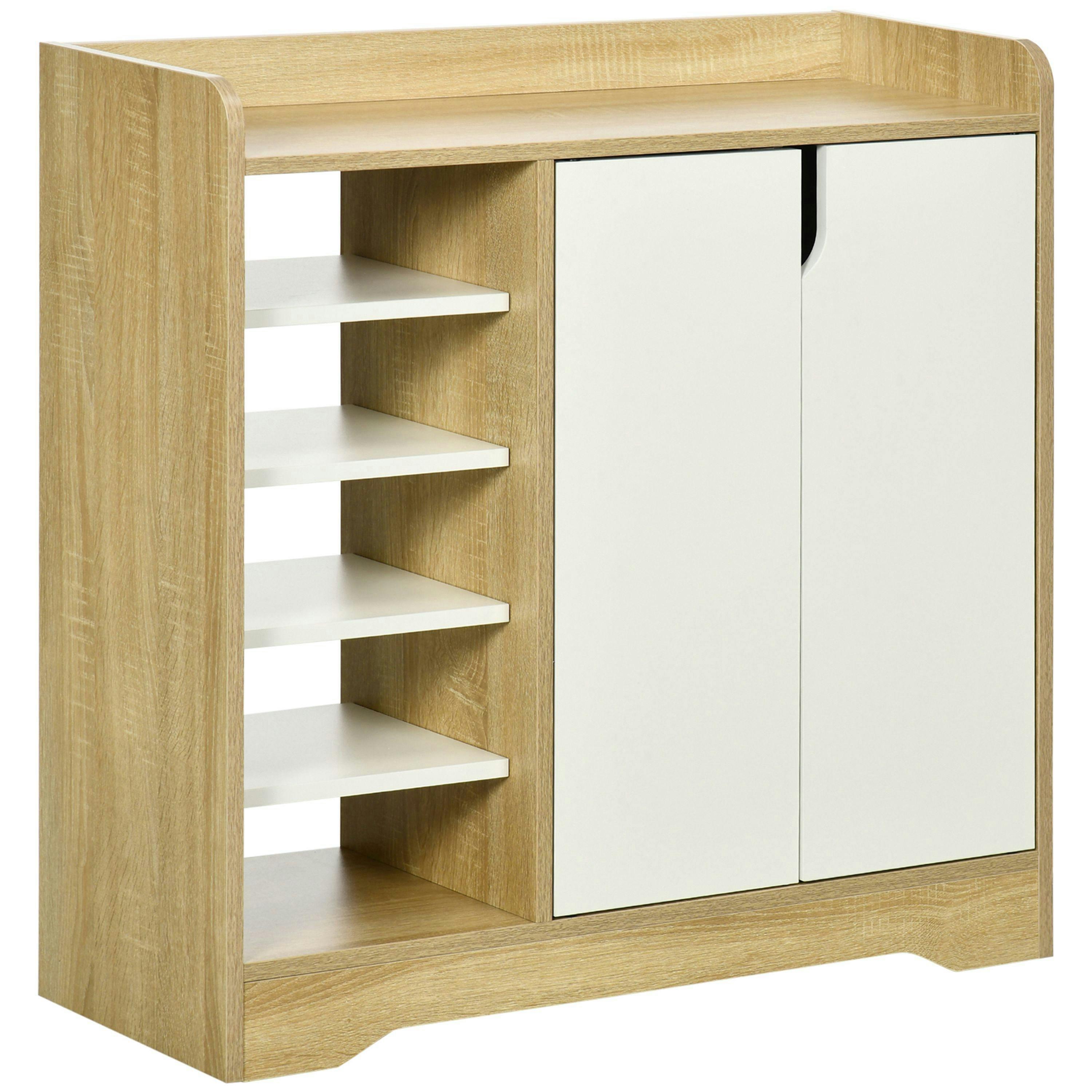 HOMCOM Shoe Cabinet Shoe Storage Organizer with Five Open Shelves, Natural , view 2 of 5