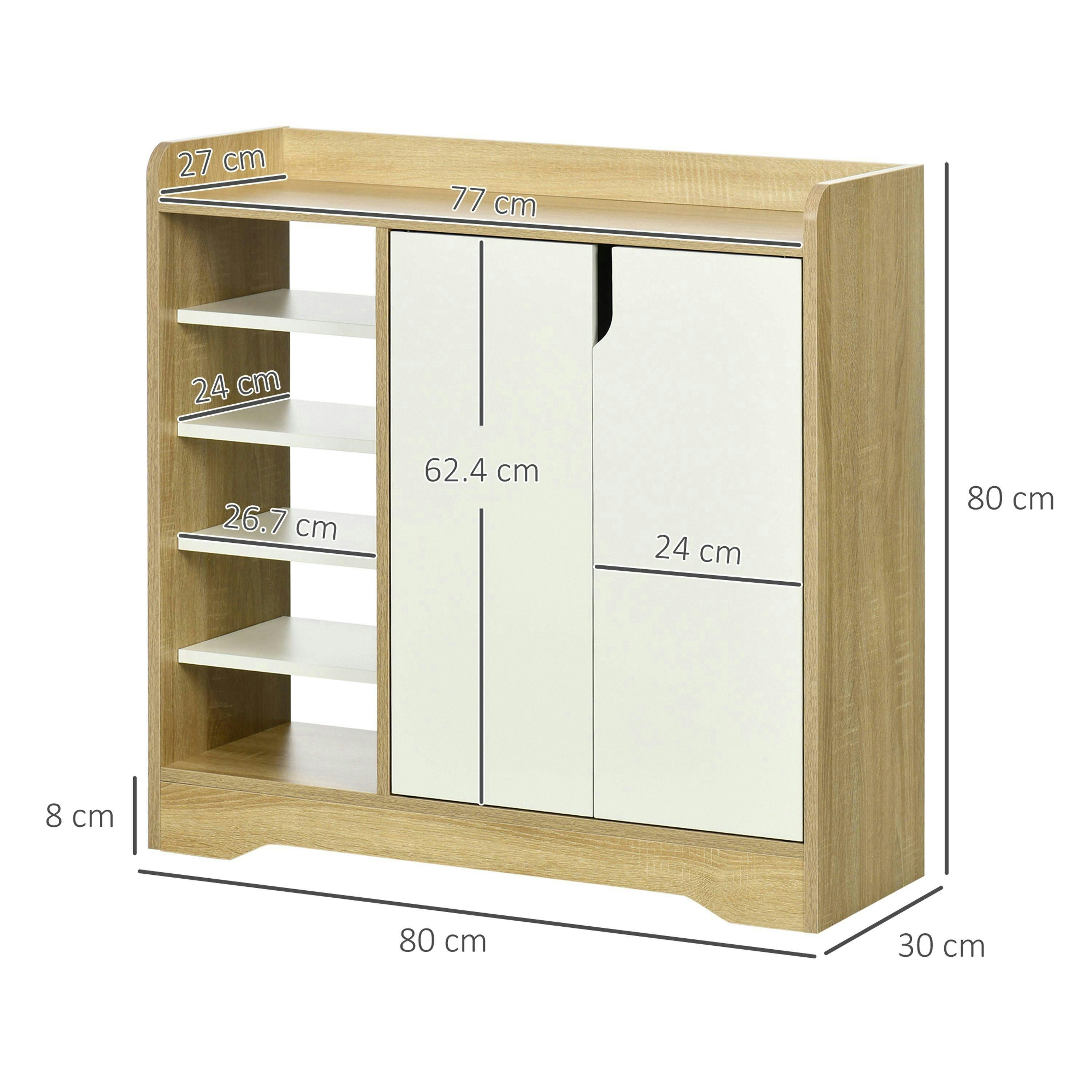 HOMCOM Shoe Cabinet Shoe Storage Organizer with Five Open Shelves, Natural , view 3 of 5
