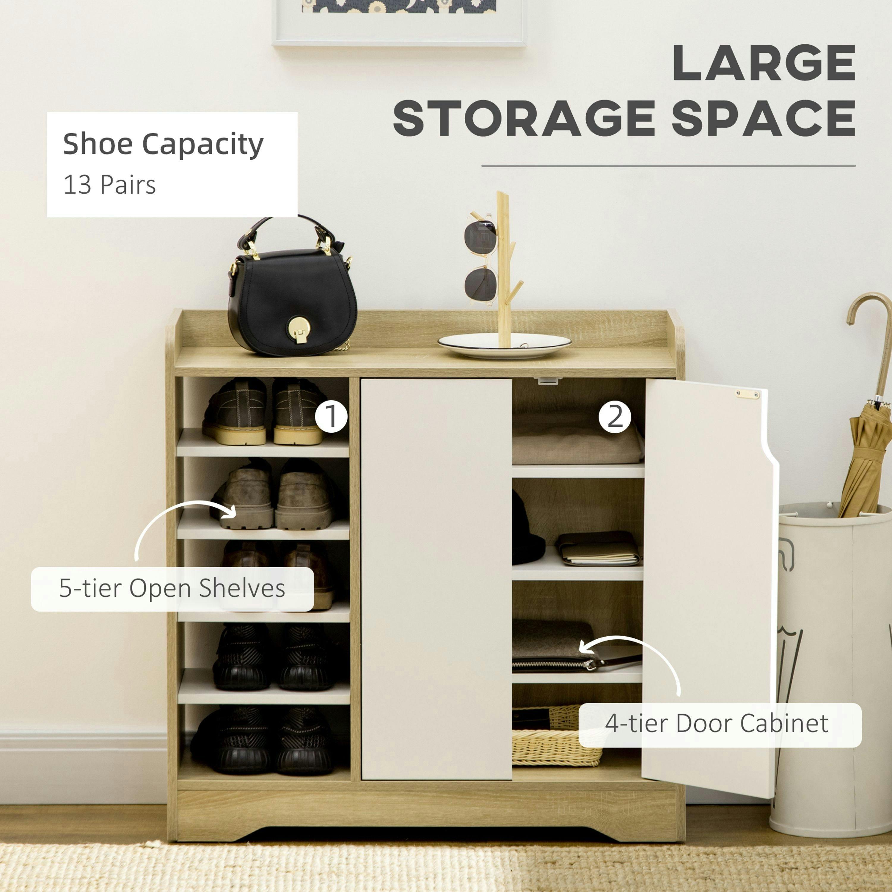 HOMCOM Shoe Cabinet Shoe Storage Organizer with Five Open Shelves, Natural , view 4 of 5