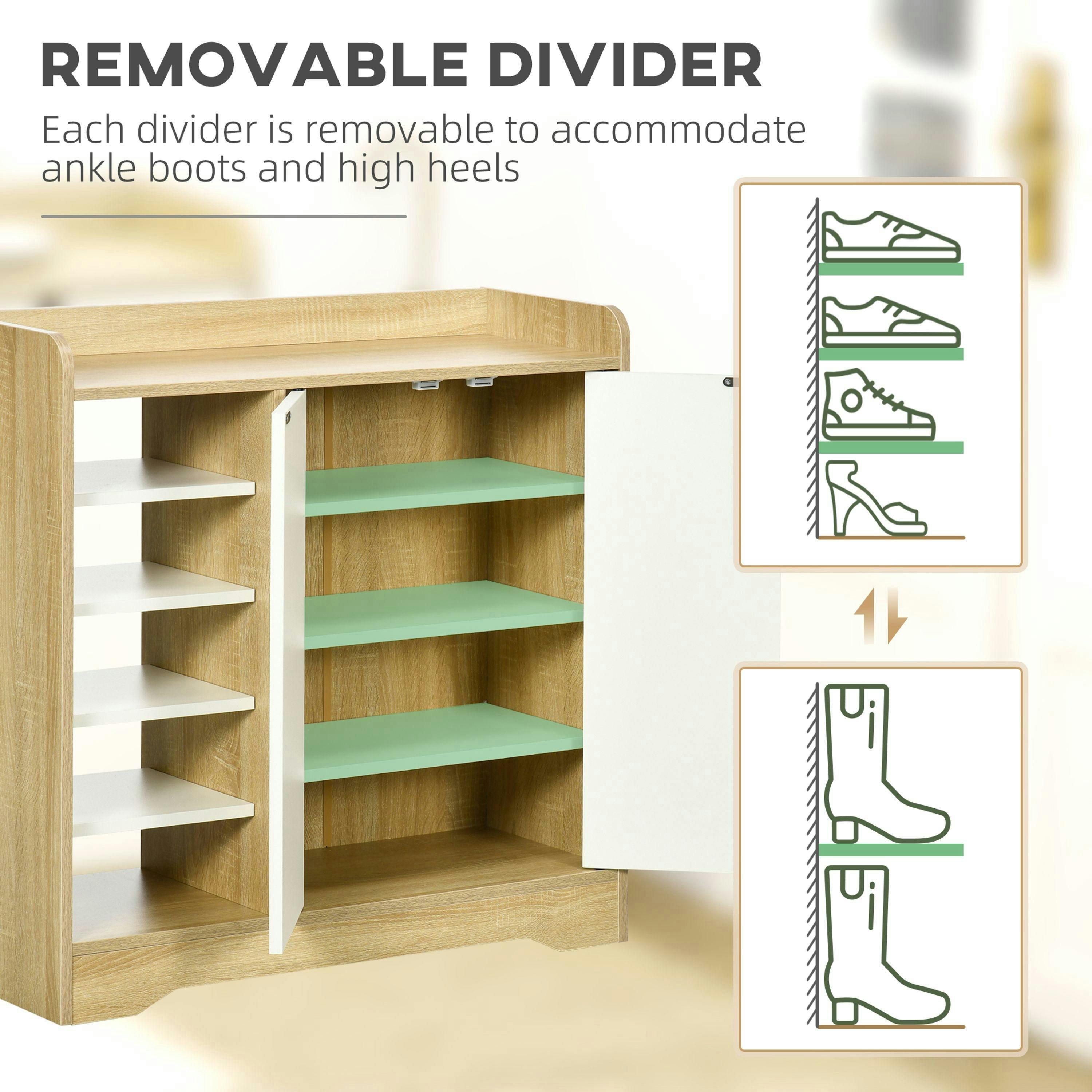 HOMCOM Shoe Cabinet Shoe Storage Organizer with Five Open Shelves, Natural , view 5 of 5