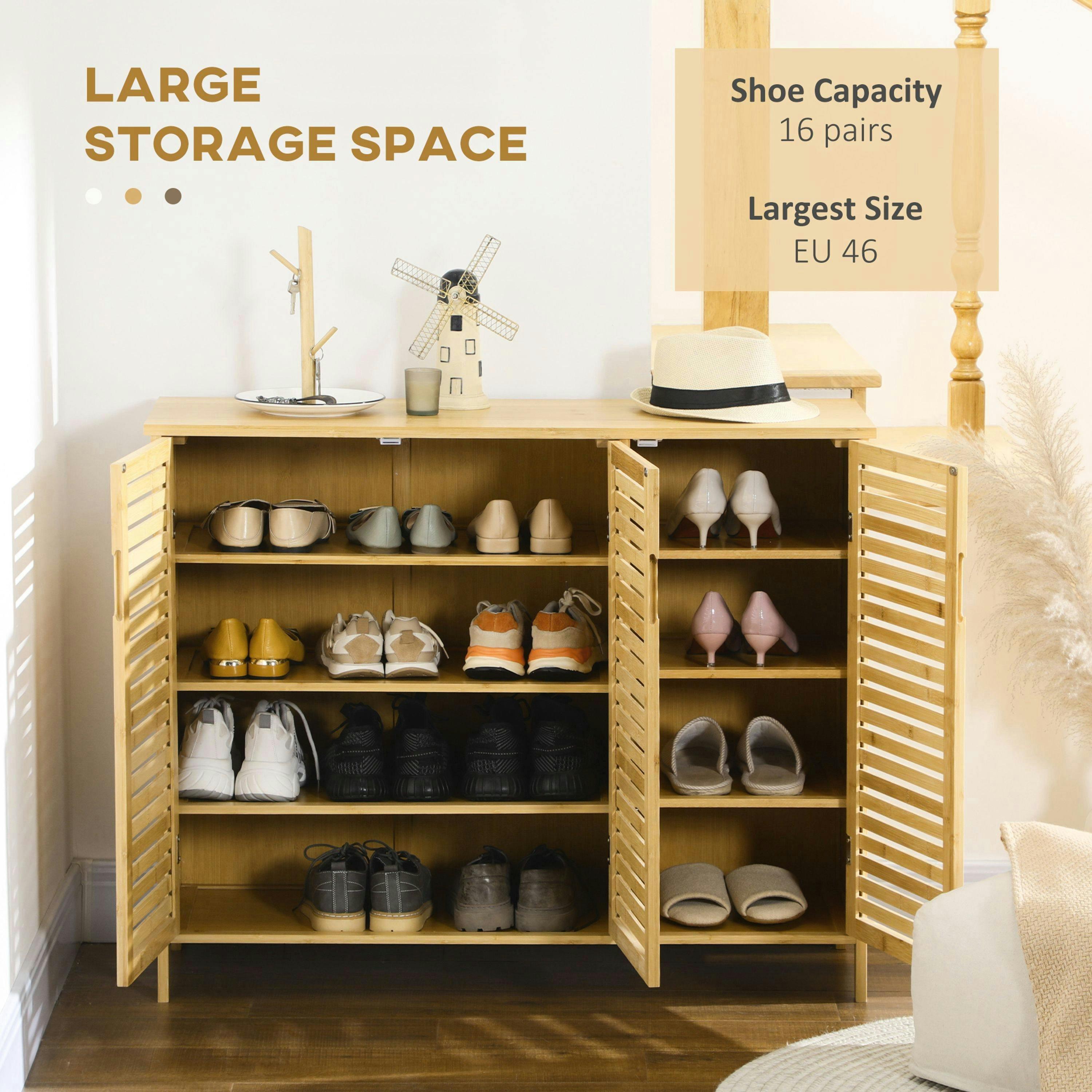 HOMCOM Rustic Shoe Cabinet, Shoe Storage Cabinet for 16 pairs of shoes , view 4 of 5