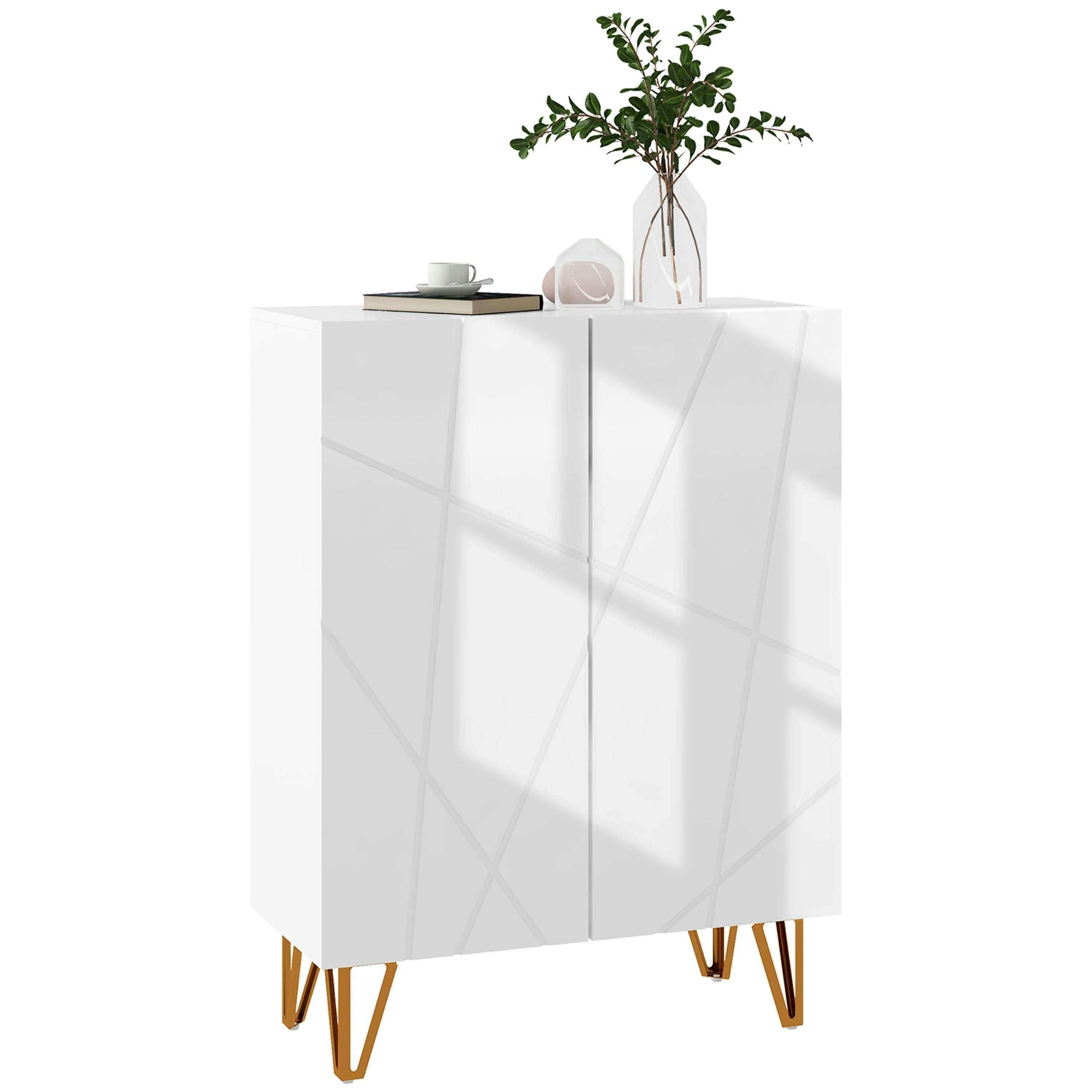 HOMCOM Shoe Storage Cabinet with Soft-Close Hinges and Adjust Shelves , view 2 of 5