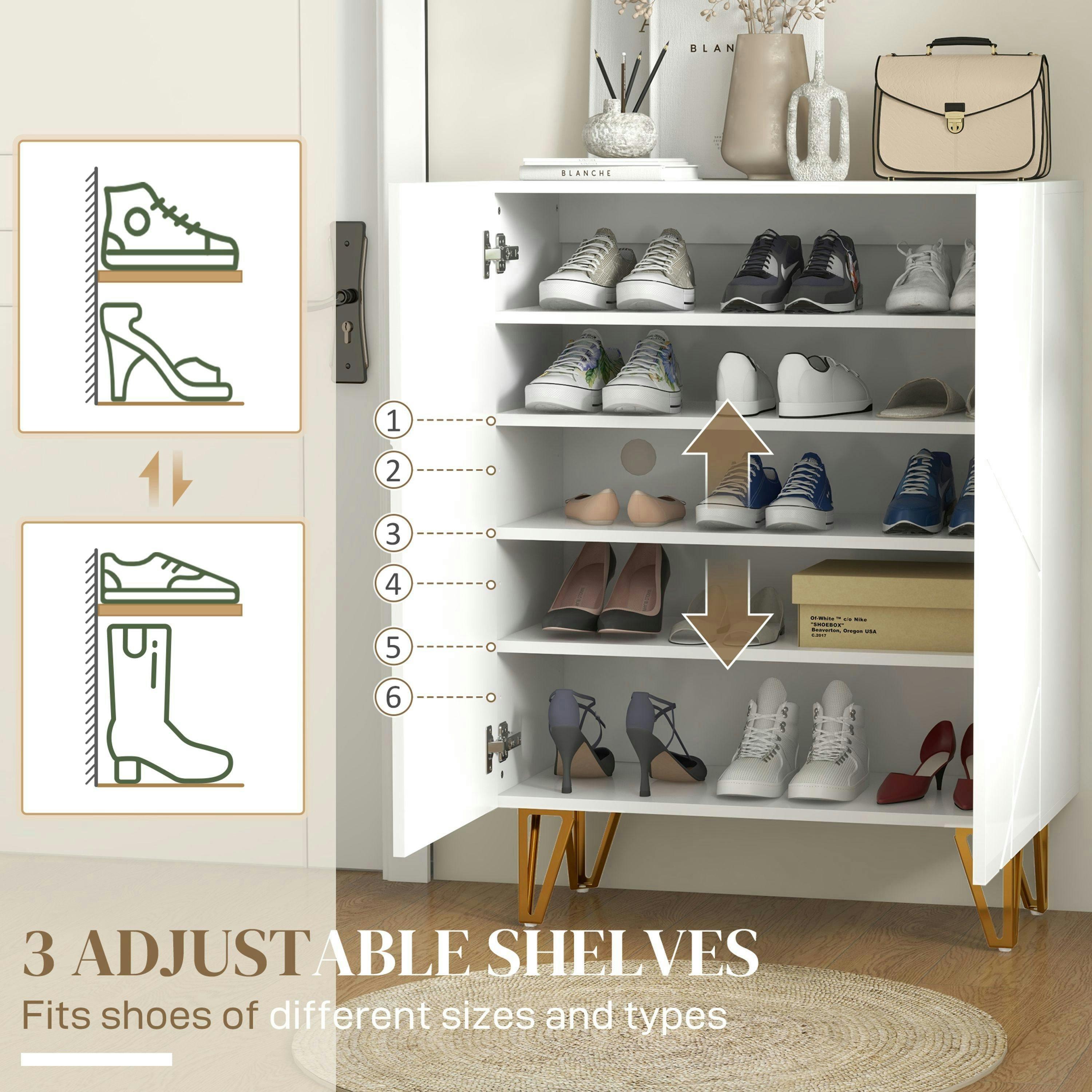 HOMCOM Shoe Storage Cabinet with Soft-Close Hinges and Adjust Shelves , view 4 of 5