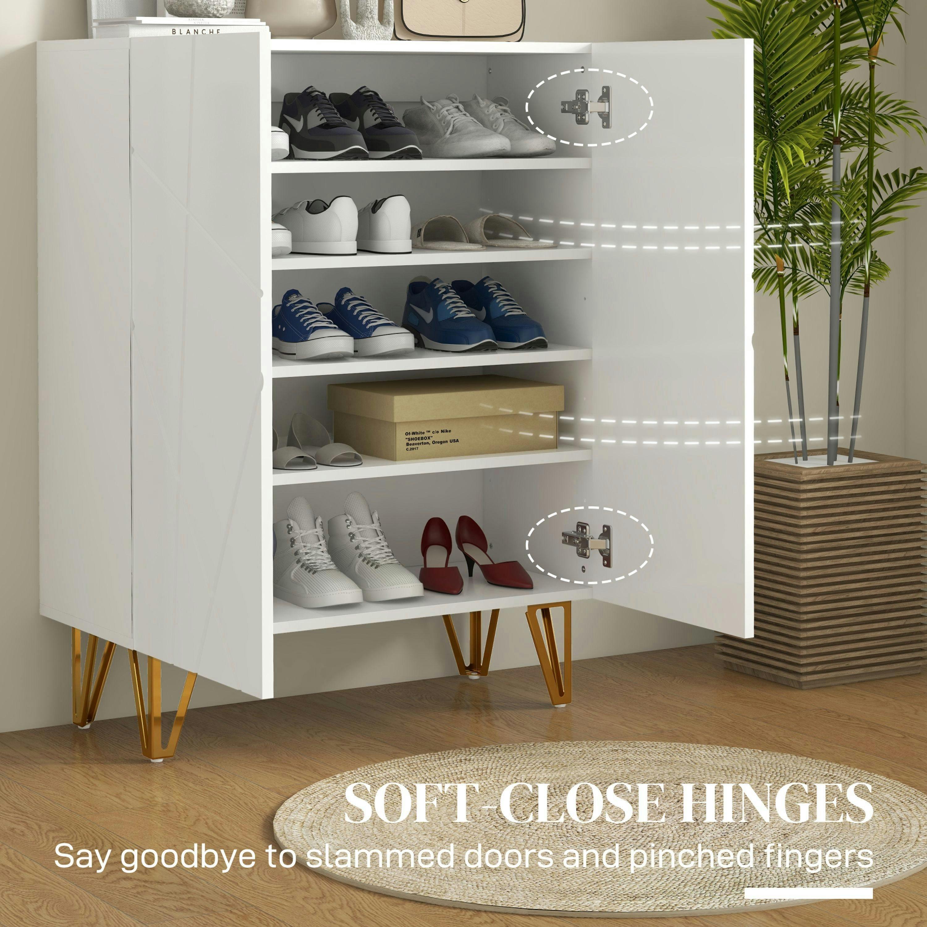 HOMCOM Shoe Storage Cabinet with Soft-Close Hinges and Adjust Shelves , view 5 of 5