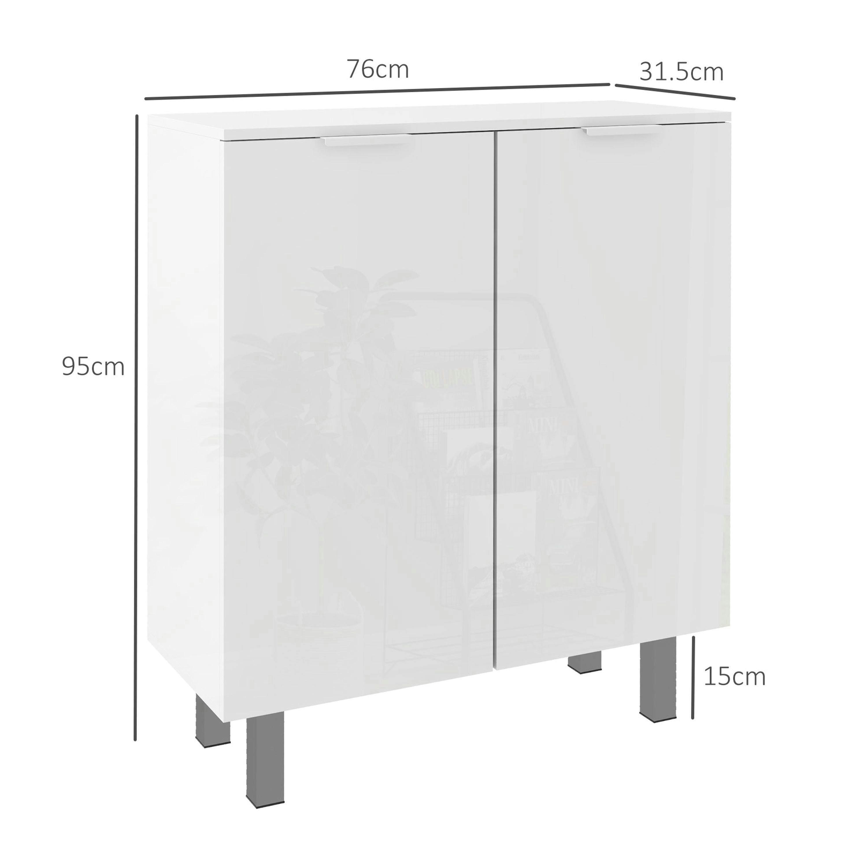 HOMCOM Shoe Storage Cabinet with Soft-Close Hinges & Adjust Shelves, High Gloss , view 3 of 5