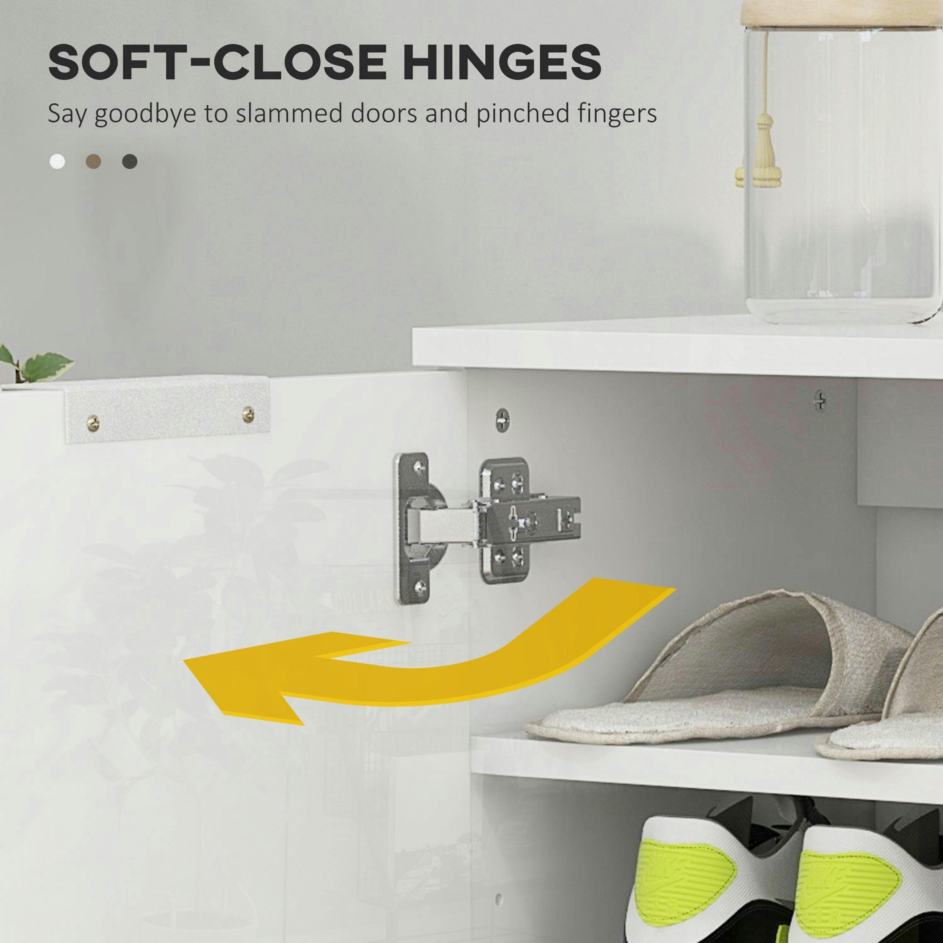 HOMCOM Shoe Storage Cabinet with Soft-Close Hinges & Adjust Shelves, High Gloss , view 5 of 5