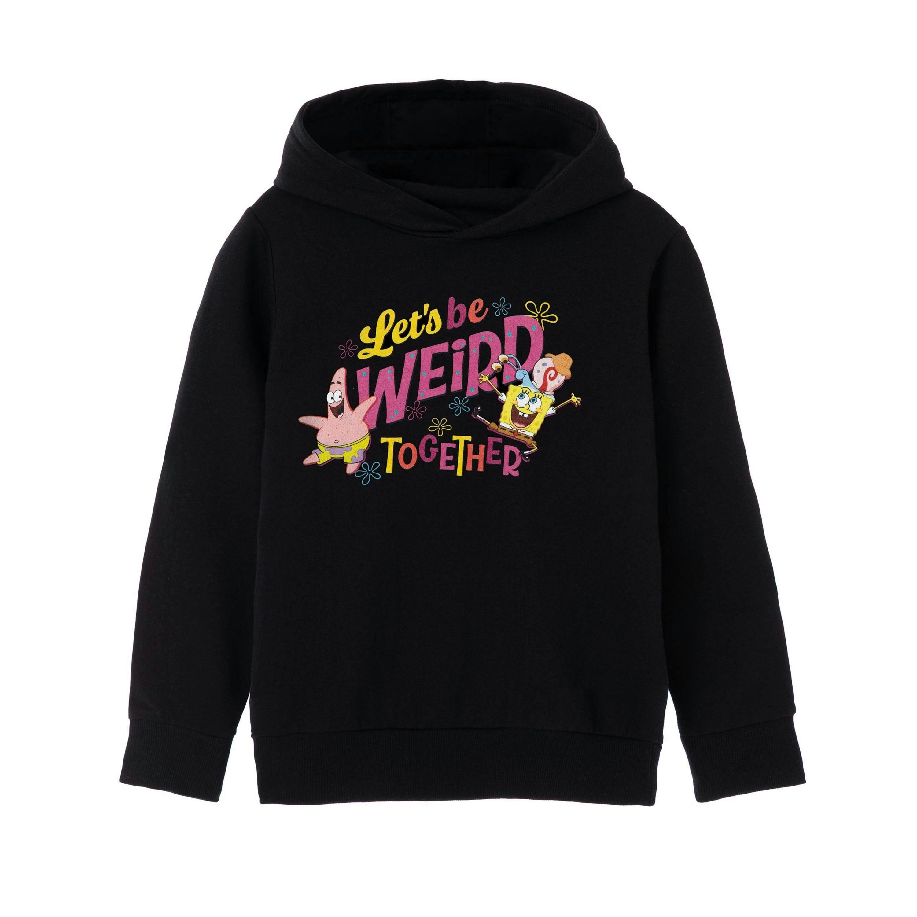 SpongeBob SquarePants Girls Black Let's Be Weird Together Hoodie by Vanilla Underground , view 1 of 1
