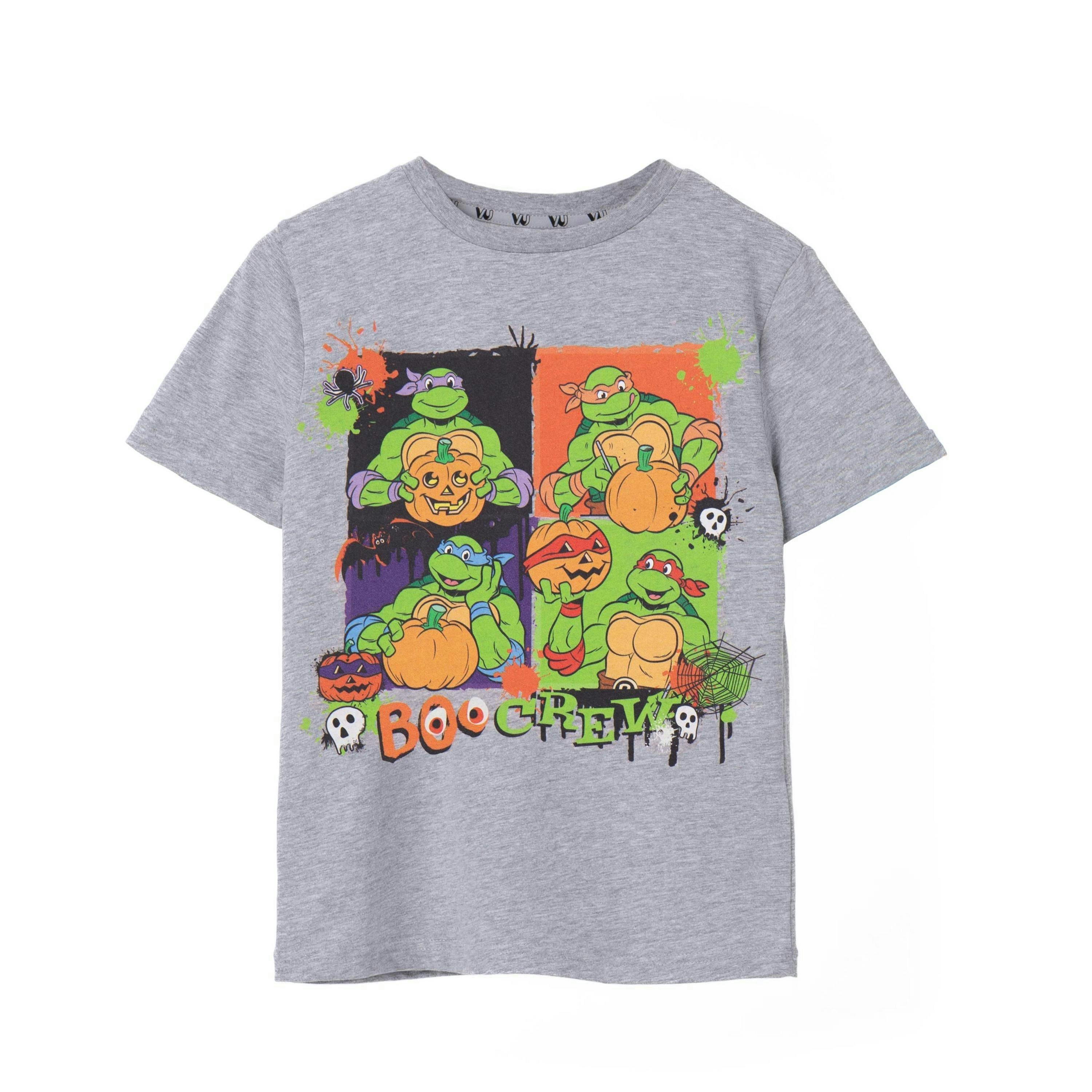 Teenage Mutant Ninja Turtles Unisex Kids Grey Boo Crew Short Sleeved T-Shirt by Vanilla Underground , view 1 of 1