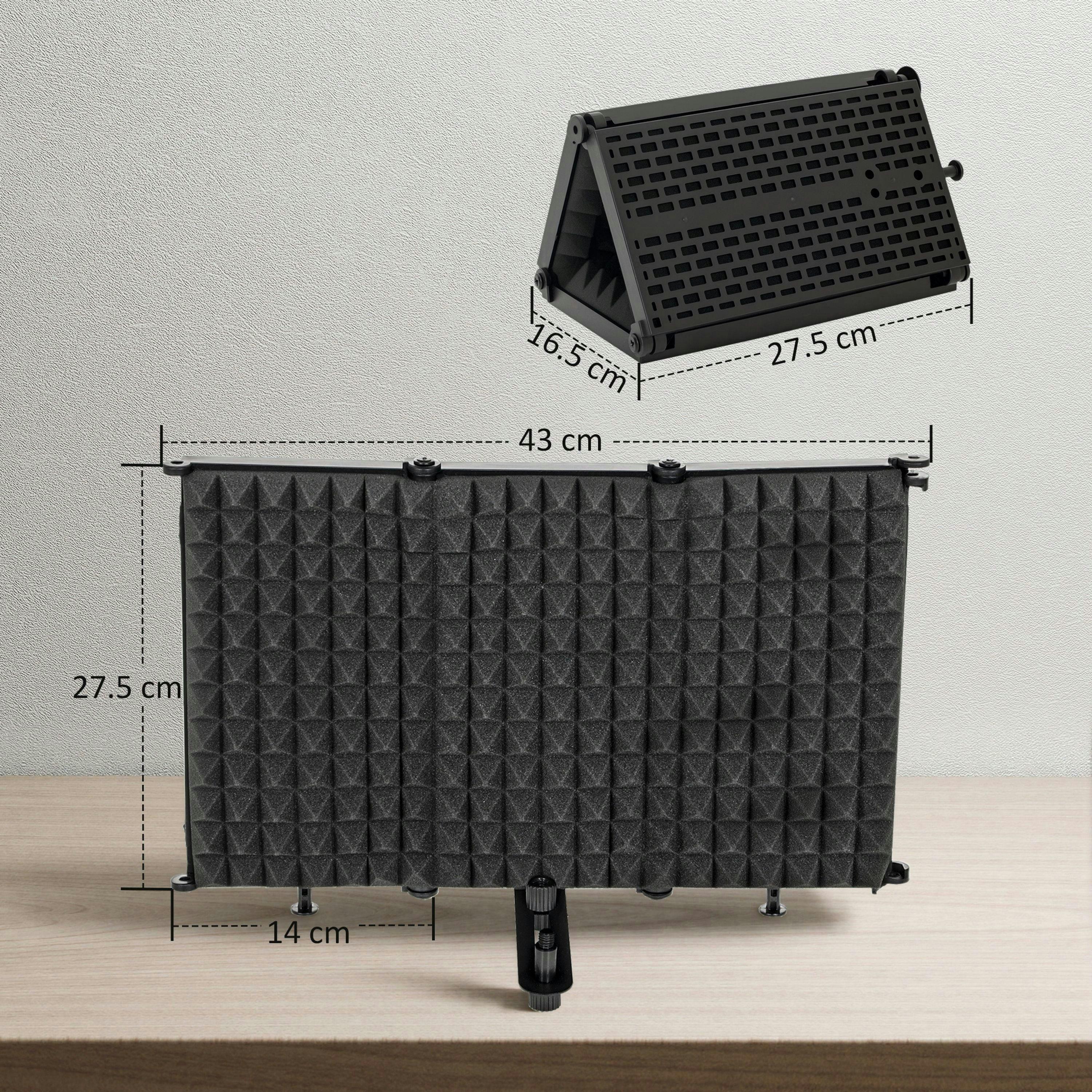 HOMCOM Foldable Table Top Studio Microphone Isolation Shield, Black , view 3 of 5