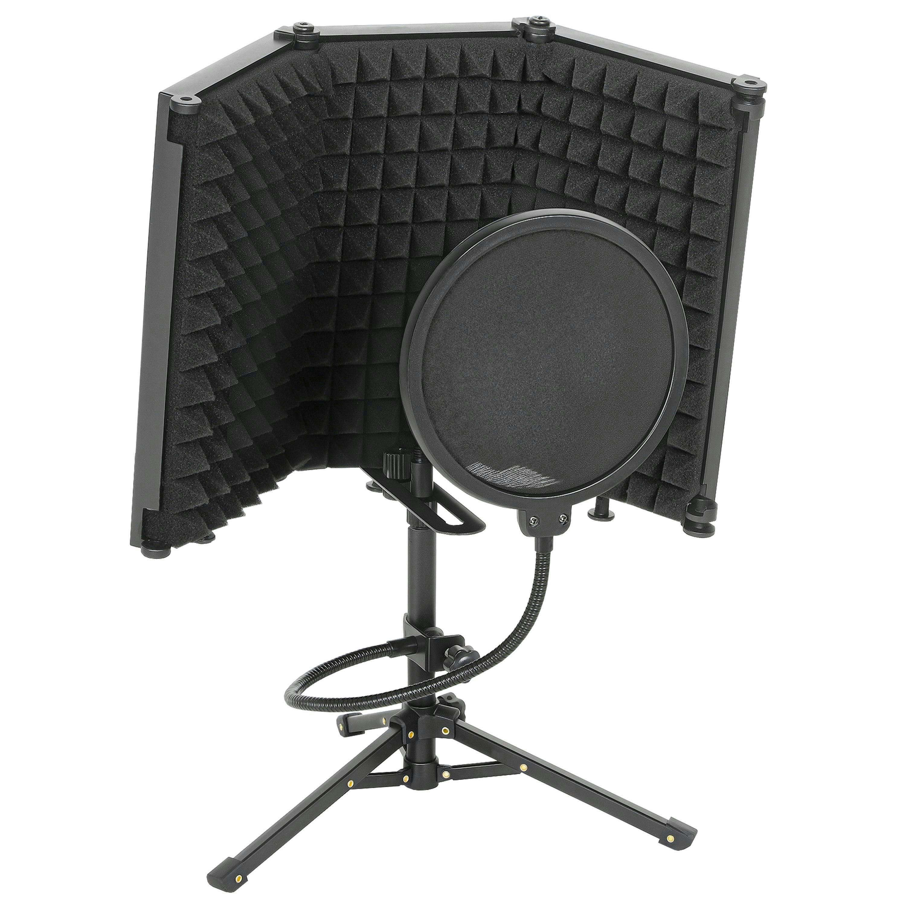 HOMCOM Studio Microphone Isolation Shield with Pop Filter & Stand, Black , view 2 of 5