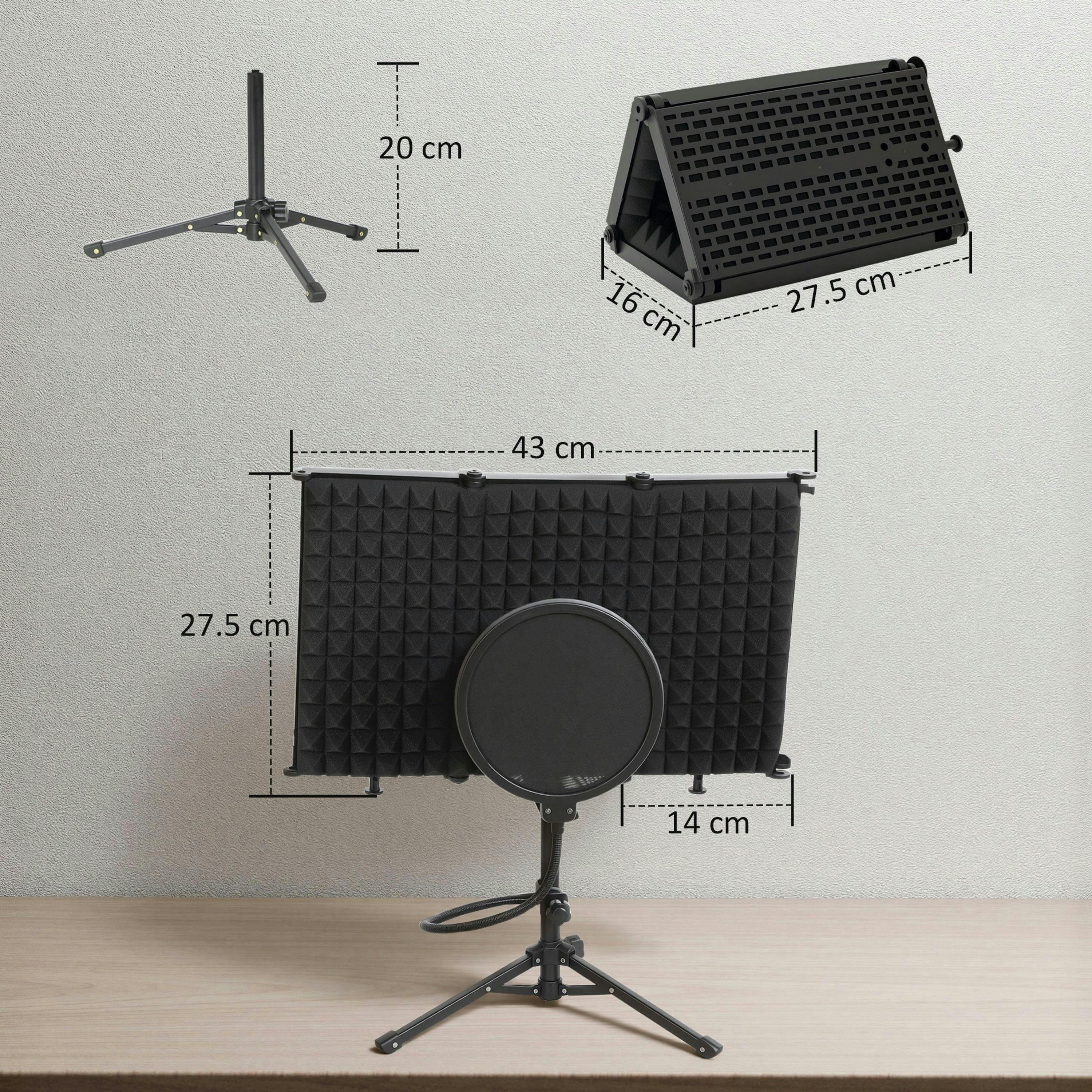 HOMCOM Studio Microphone Isolation Shield with Pop Filter & Stand, Black , view 3 of 5