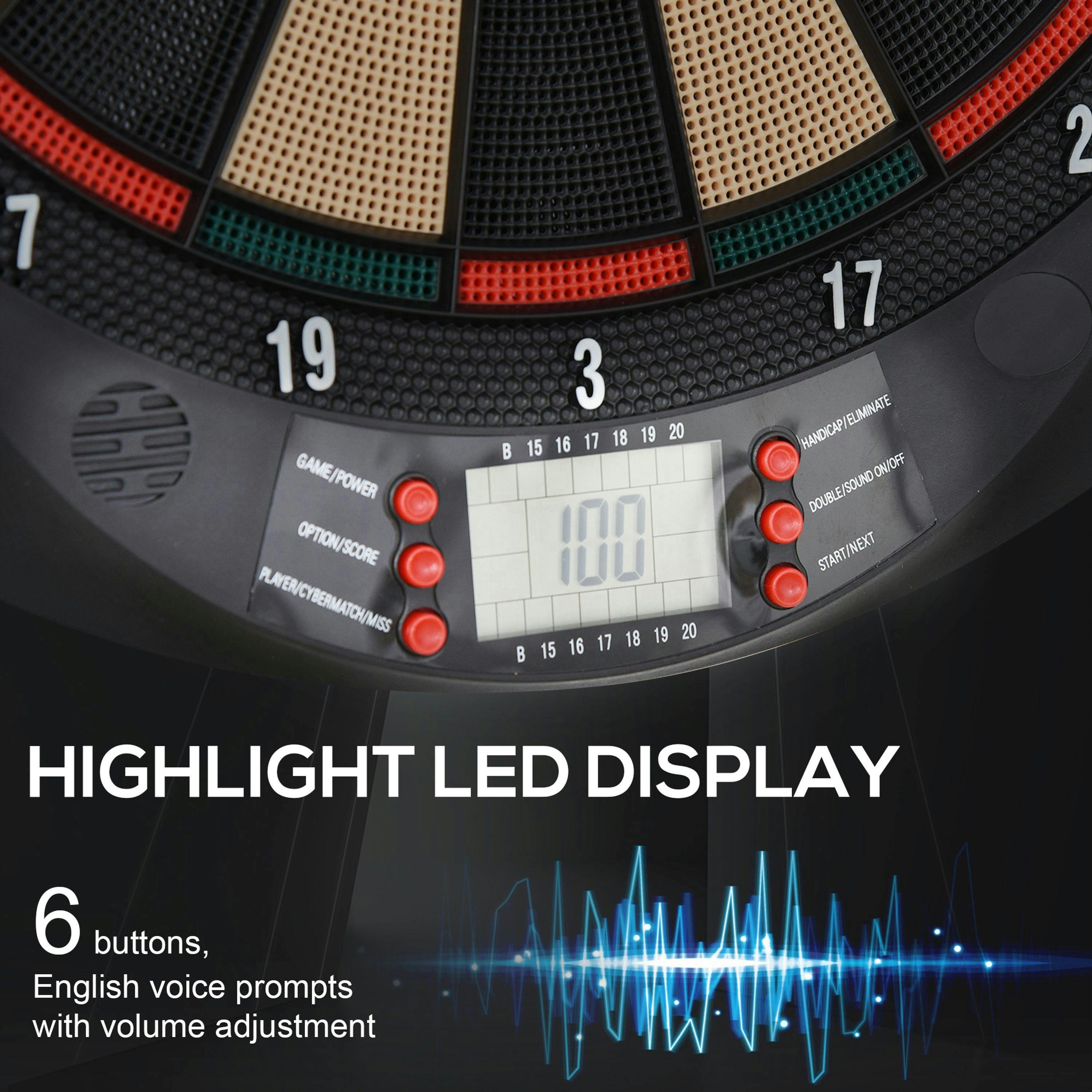 HOMCOM Electronic Dartboard 26 Games,185 Variations with 6 Darts Ready-to-Play , view 4 of 5