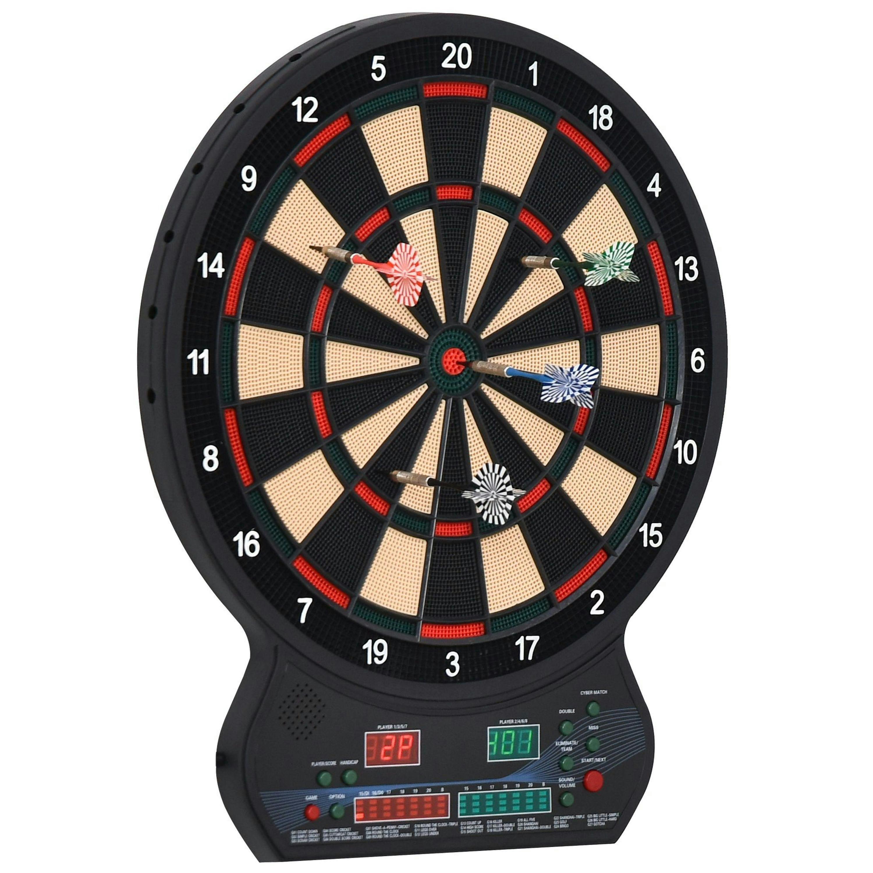 HOMCOM LED Dartboard Electronic Scoreboard 8 Players 27 Games Fun w/ 12 Darts , view 2 of 5