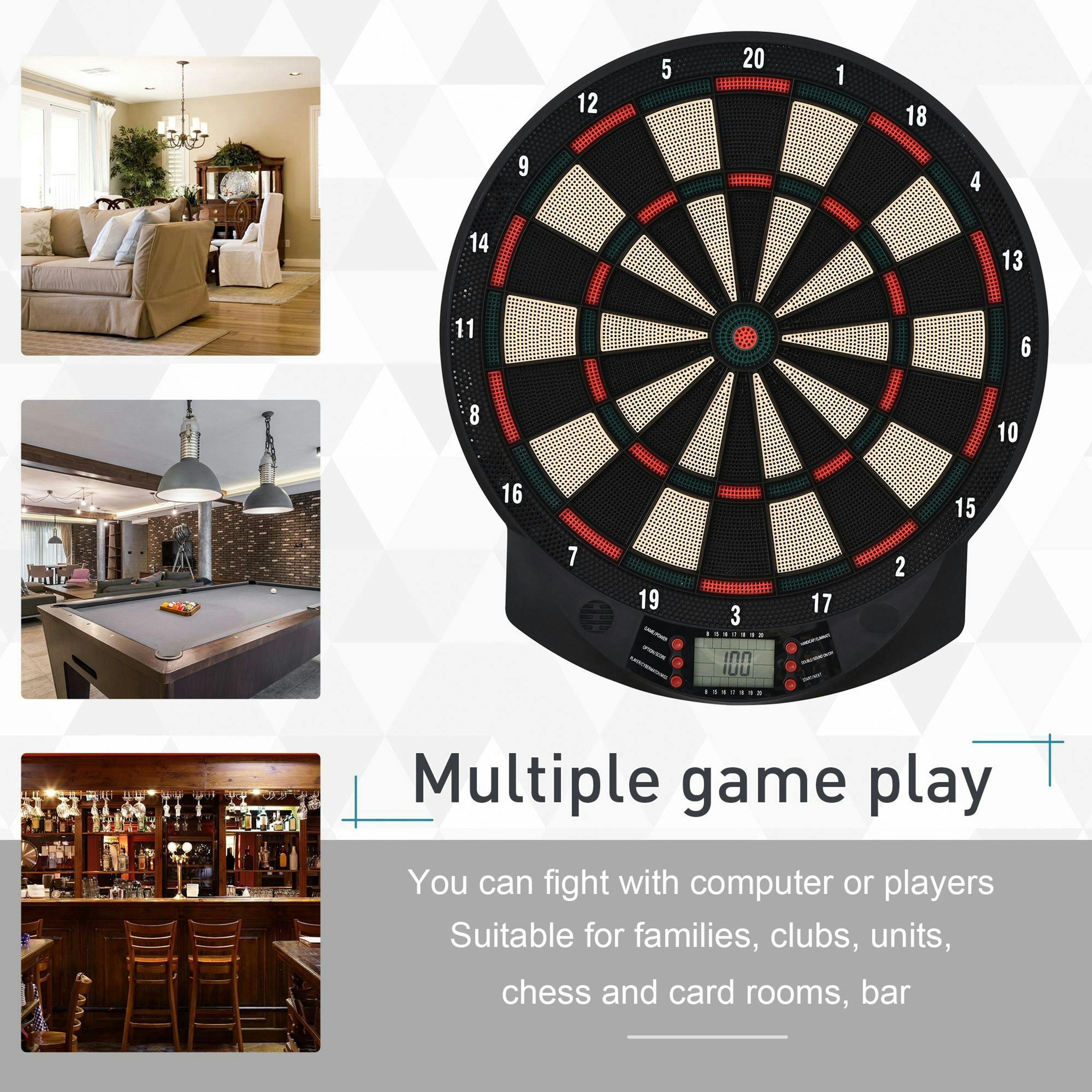 HOMCOM LED Dartboard Electronic Scoreboard 8 Players 27 Games Fun w/ 12 Darts , view 4 of 5