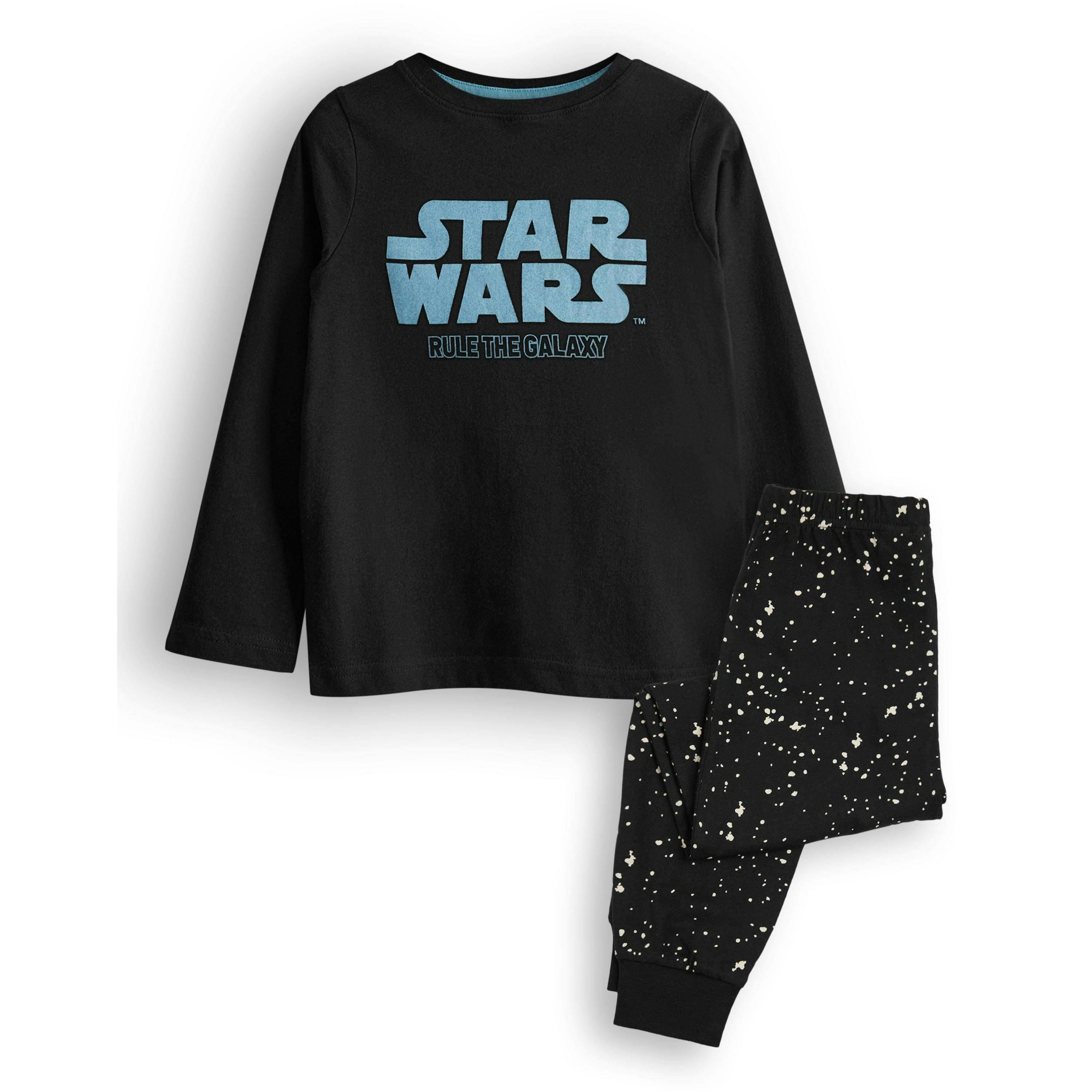 Star Wars Boys Black Foil Print Long Sleeve Long Leg Pyjama Set [dis] by Vanilla Underground , view 1 of 1