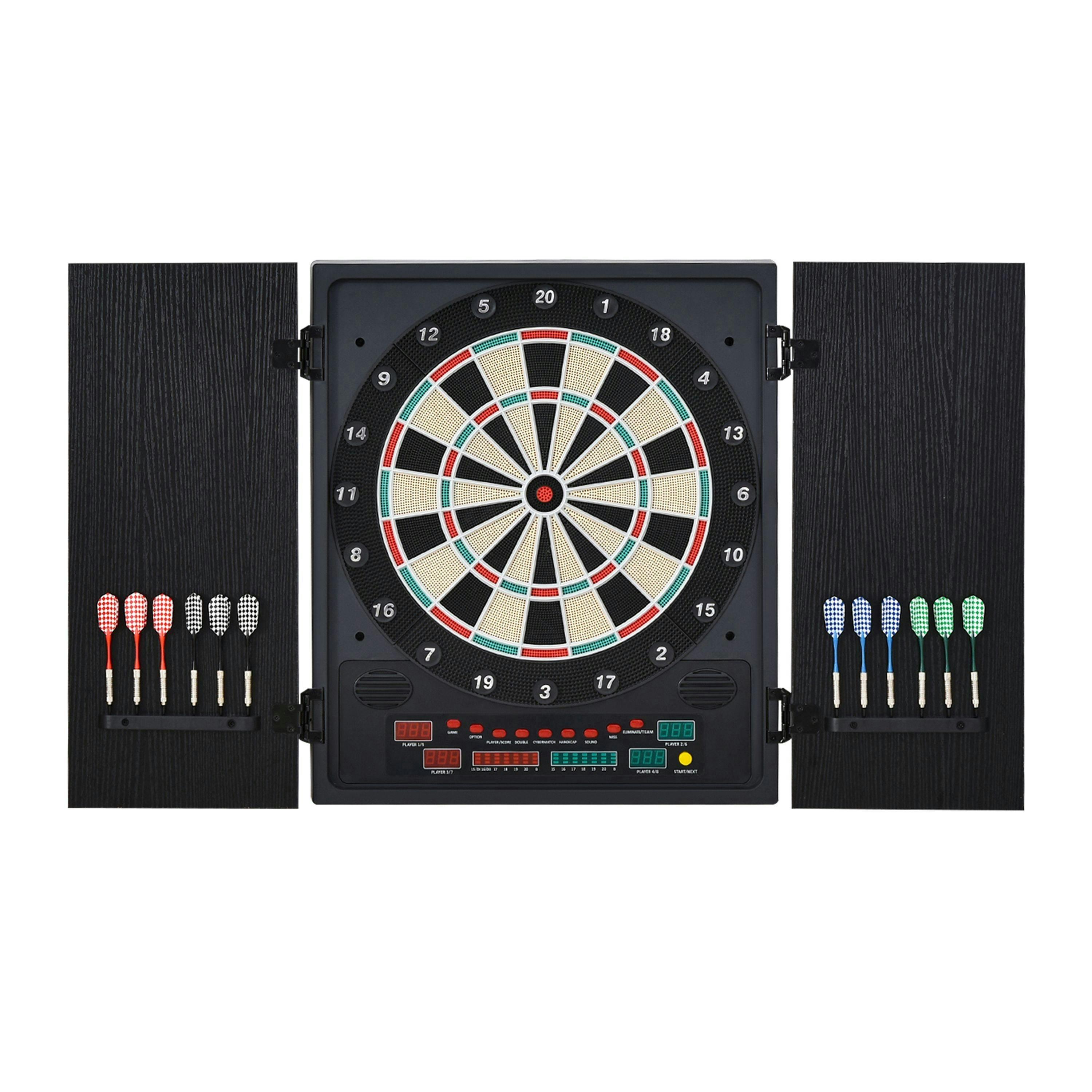 HOMCOM Electronic Dartboard In Case LED Scoreboard w/ 12 Darts 30 Heads Cabinet , view 2 of 5