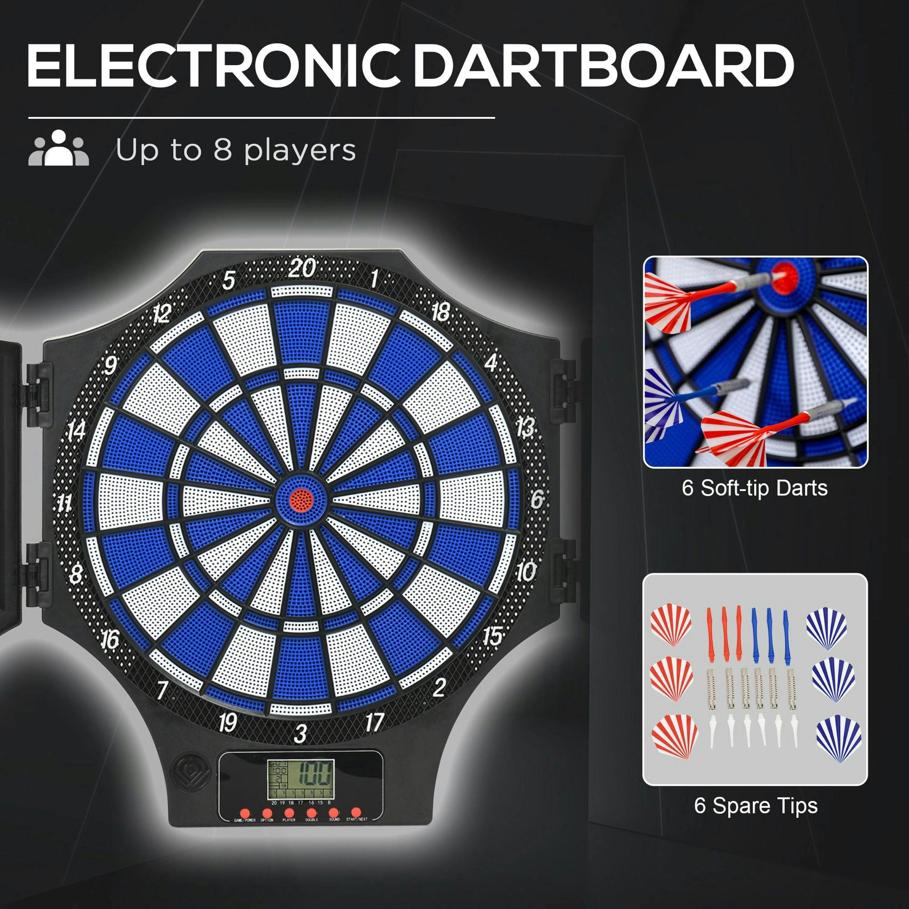 SPORTNOW Electronic Dartboard Set with Cabinet, 31 Games, for 8 Players , view 4 of 5