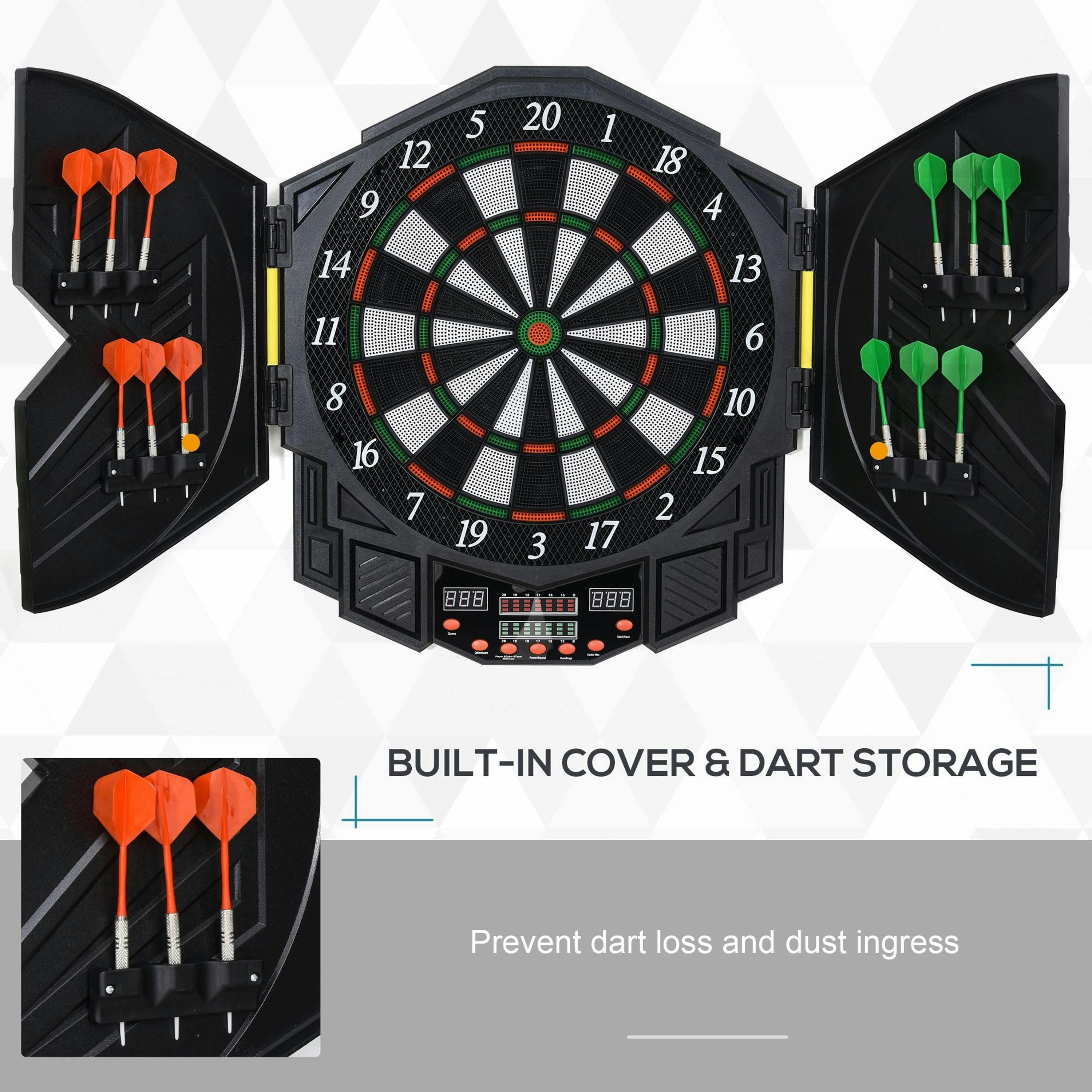 HOMCOM 27 Games Dart Board Dartboard Set Electronic LED Darts Game Display Party , view 5 of 5