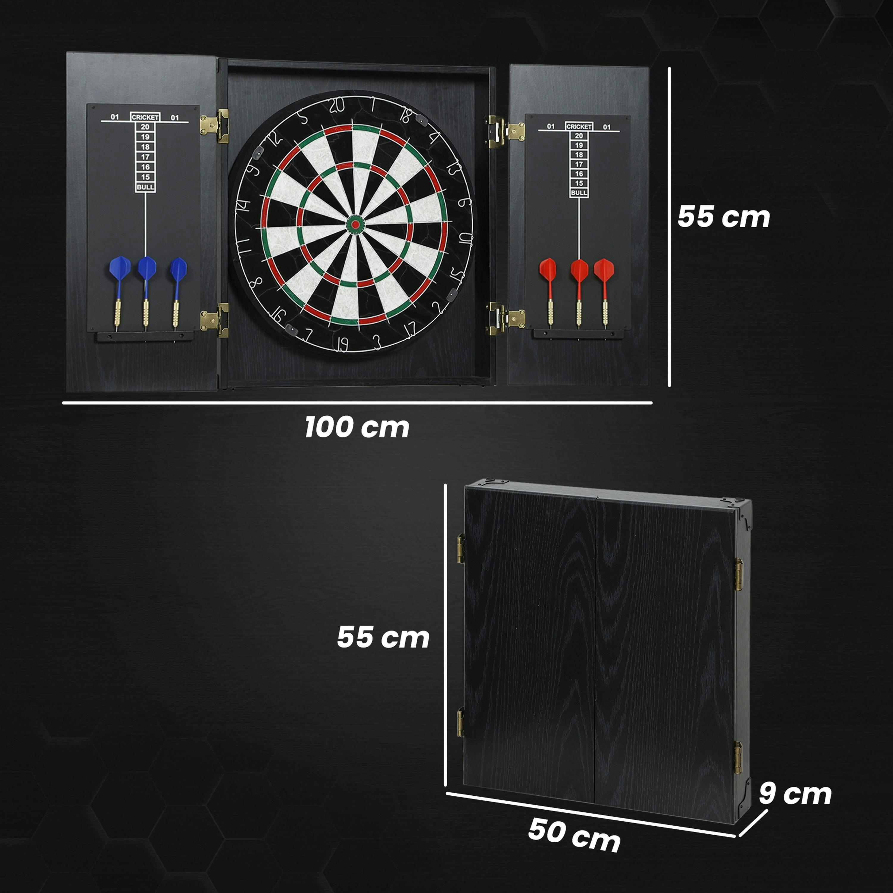 SPORTNOW Bristle Dartboard Set with Cabinet, 6 Steel Tip Darts, Dart Board , view 3 of 5